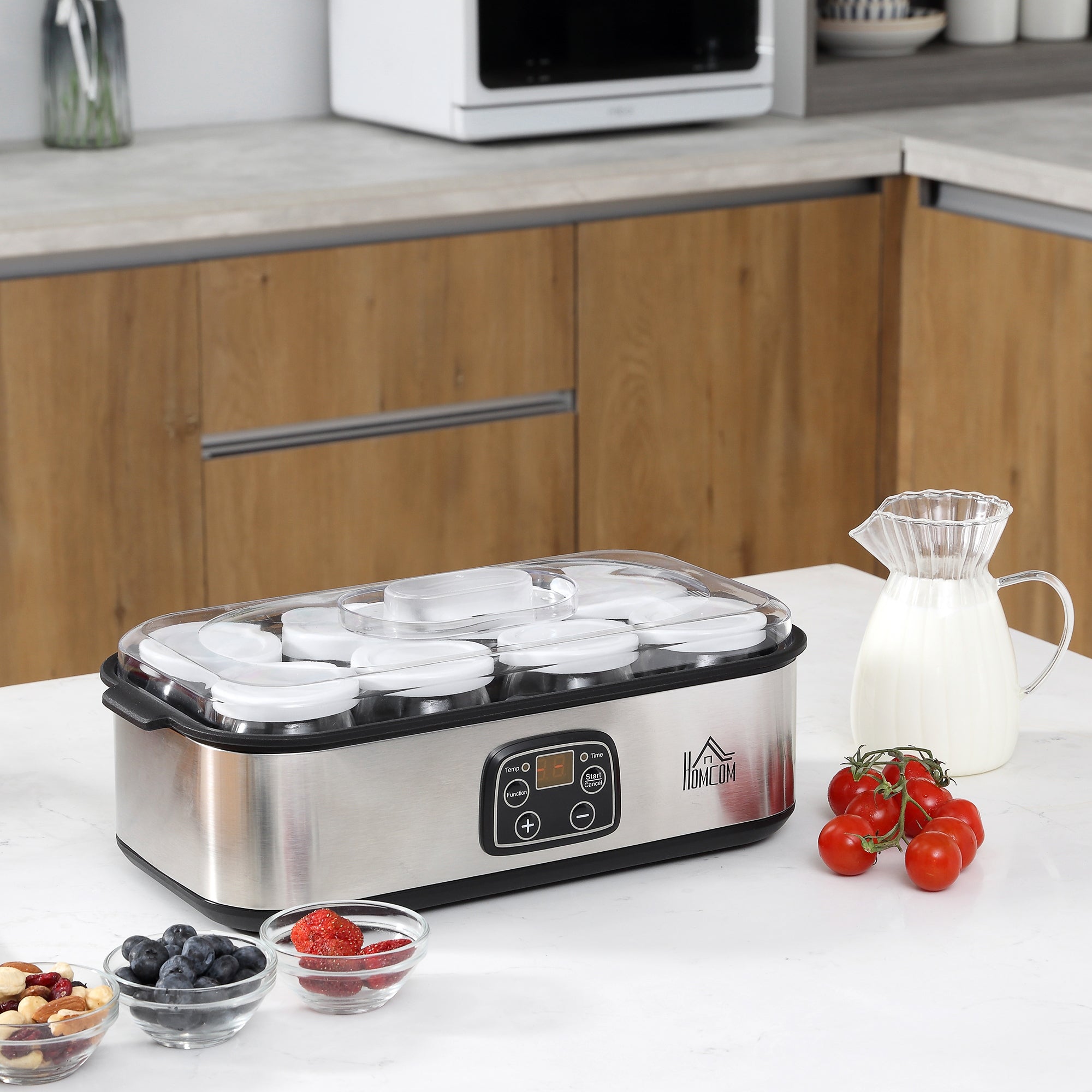 HOMCOM Yogurt machine, yogurt machine, 8 jars, digital display Packaging status original