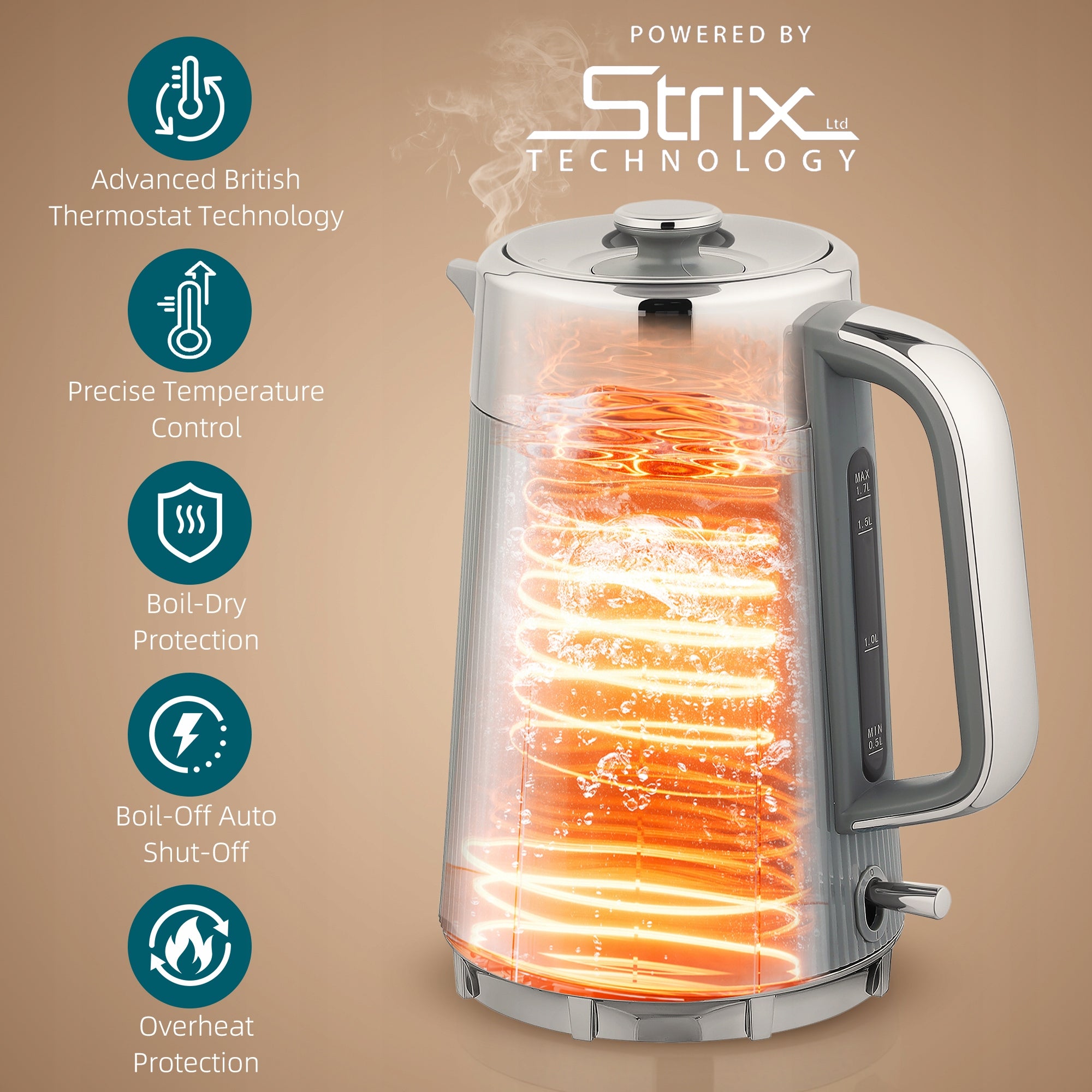 HOMCOM breakfast set: 1,7L kettle and toaster - fast kettle Brand Homcom