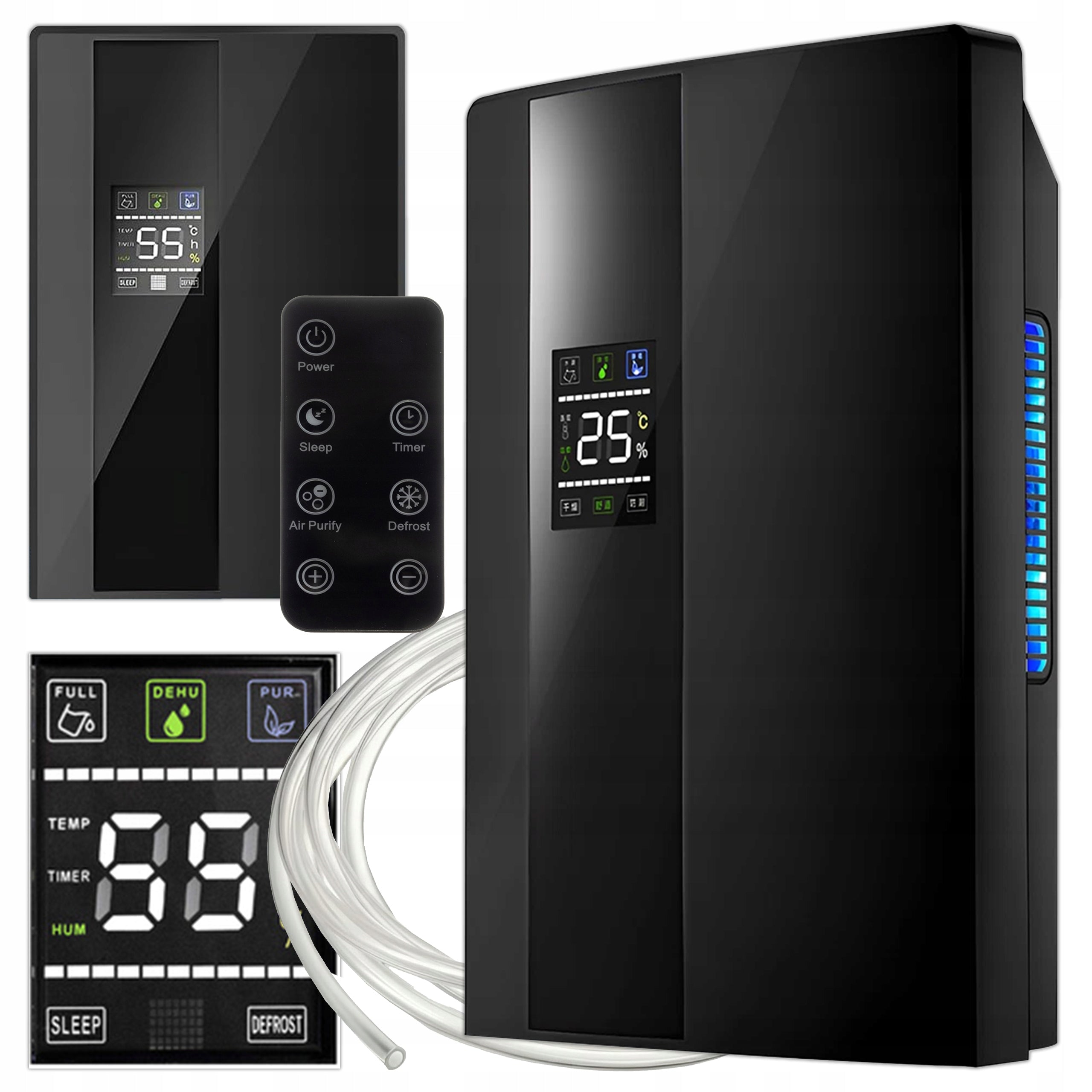 HOME DEHUMIDIFIER MOISTURE ABSORBER 90W QUIET 35 dB TIMER + REMOTE CONTROL