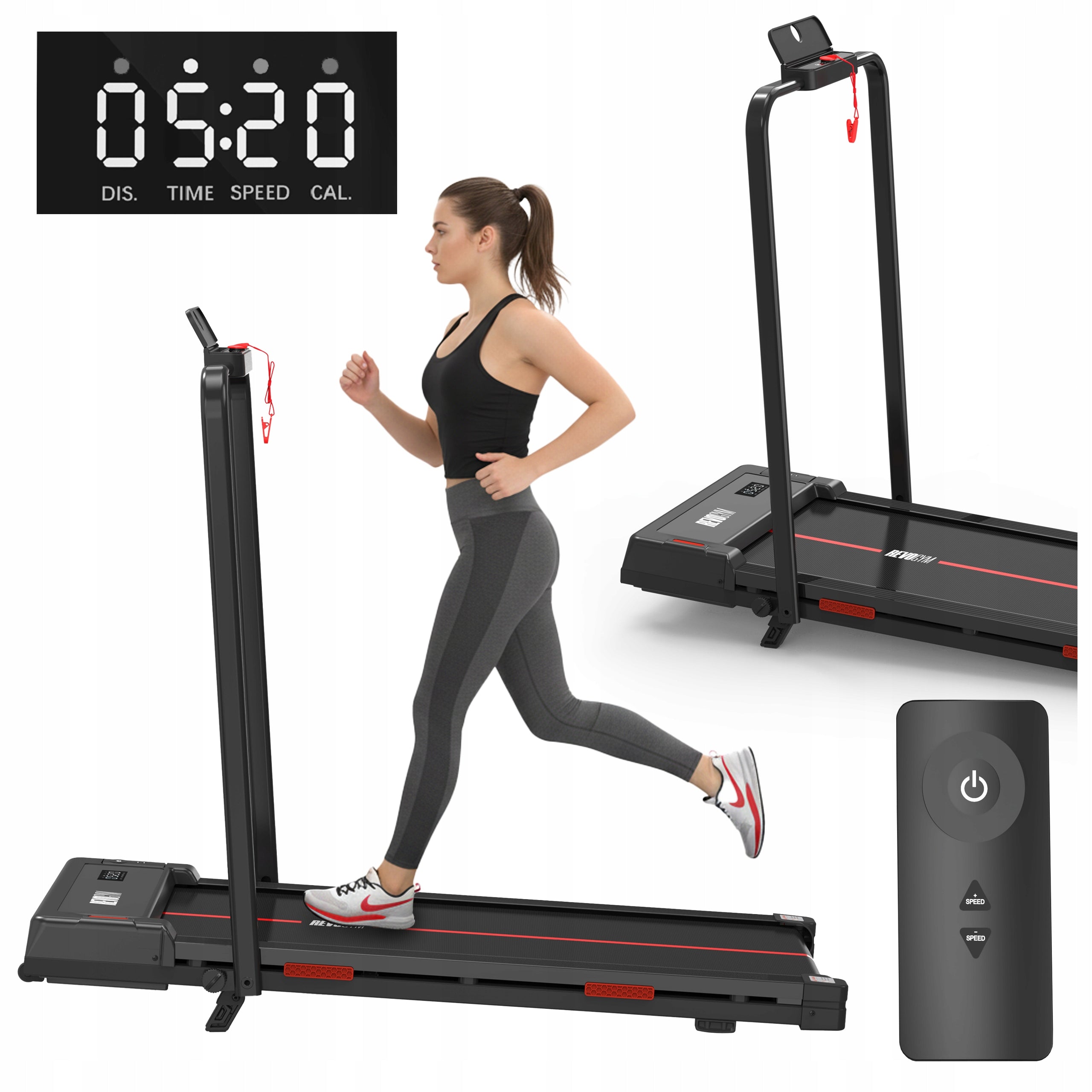 HOME ELECTRIC TRAINING TREADMILL FOLDING RUN 12 KM/H 120 KG WITH REMOTE CONTROL