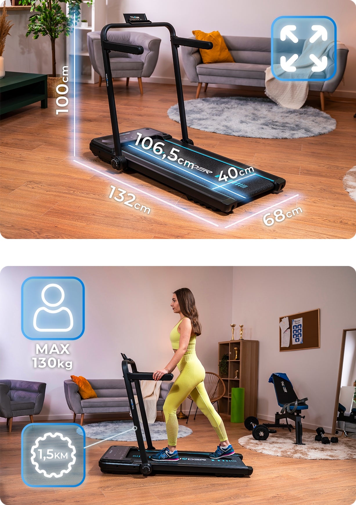 HOME ELECTRIC TREADMILL 2in1 FOLDING FLAT 12 KM/H WITH SHOCK ABSORPTION Packaging status original