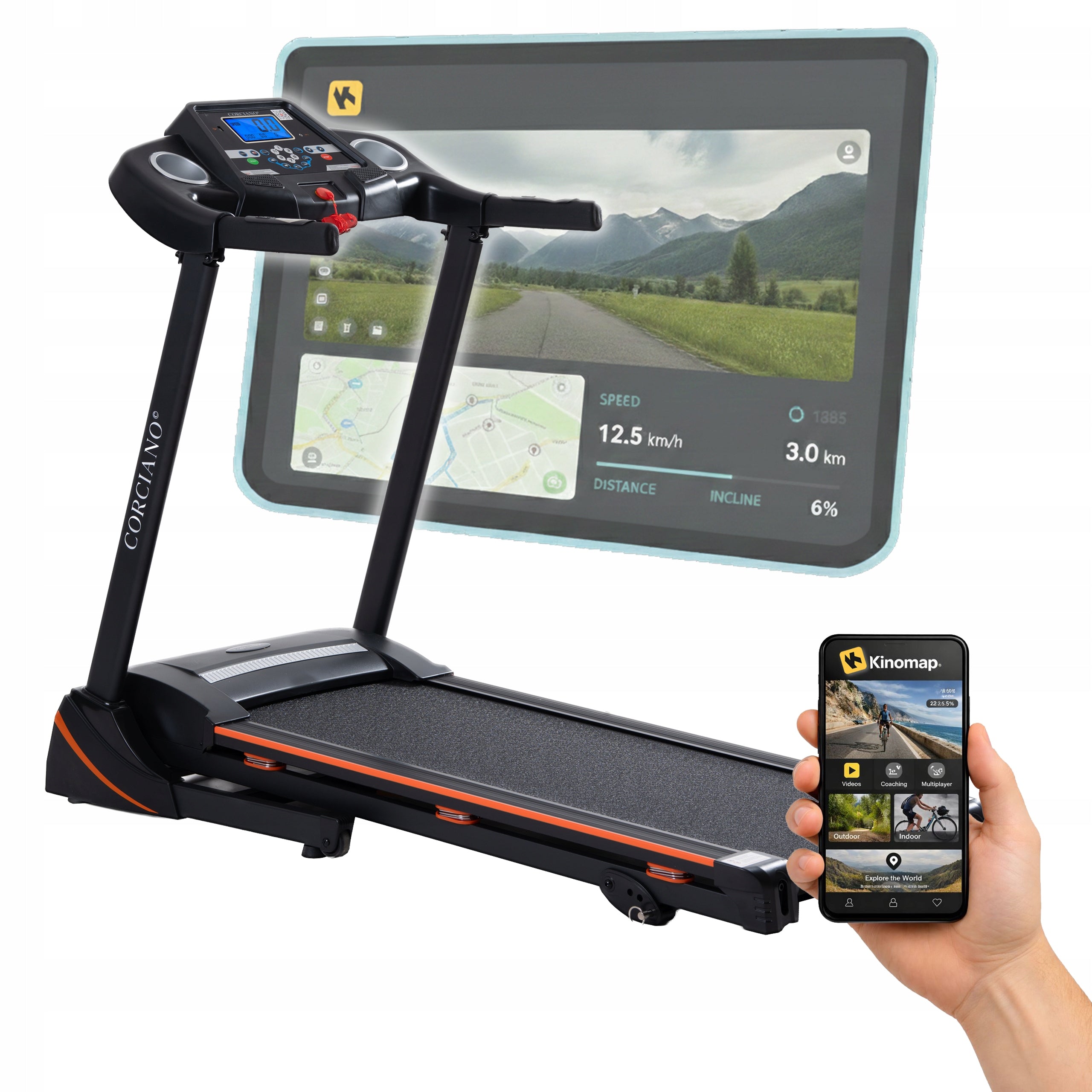 HOME ELECTRIC TREADMILL CORCIANO LUGO FOLDING 130KG 3HP 16km/h