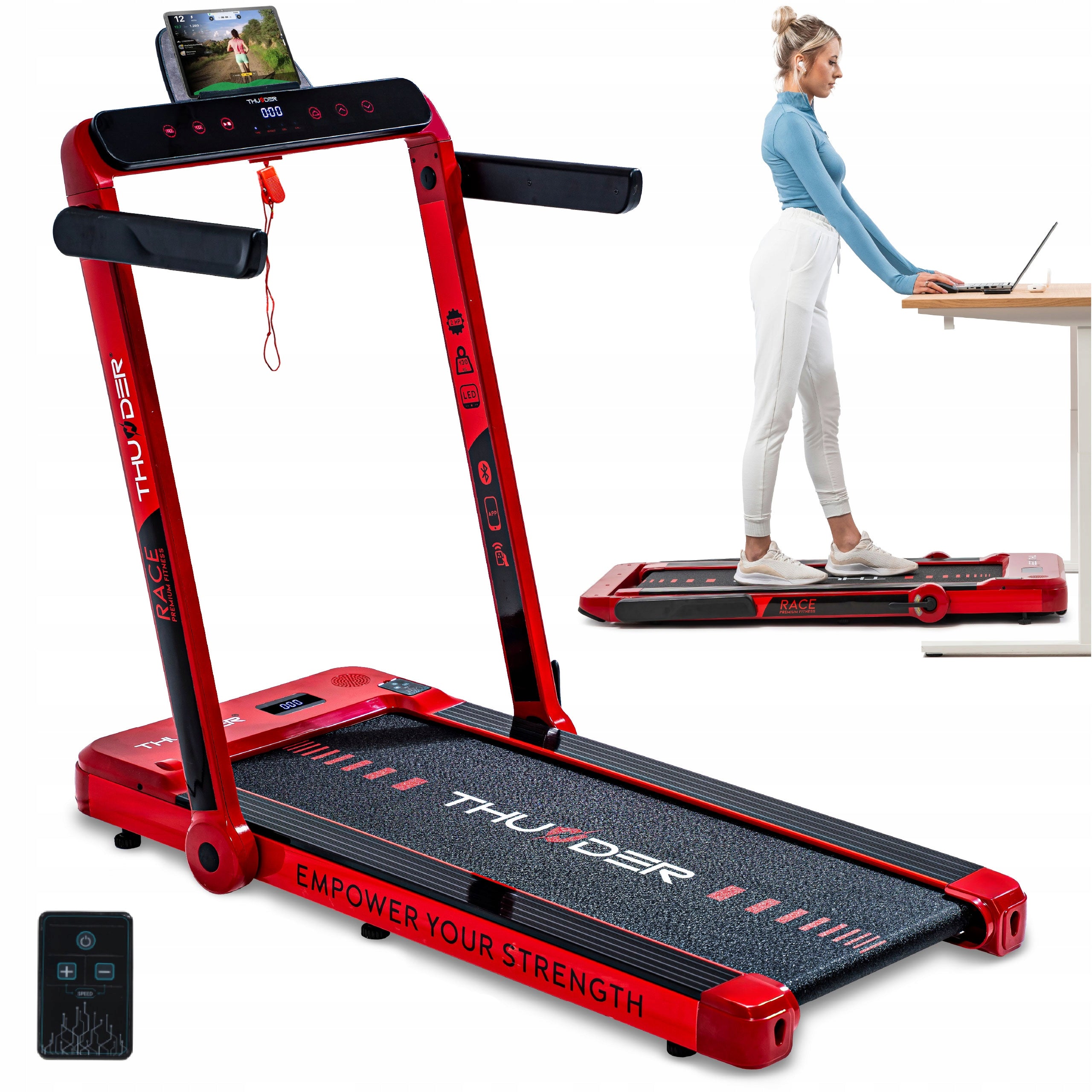 HOME ELECTRIC TREADMILL FOLDING UNDER DESK FOR WALKING RACE-RED FIT
