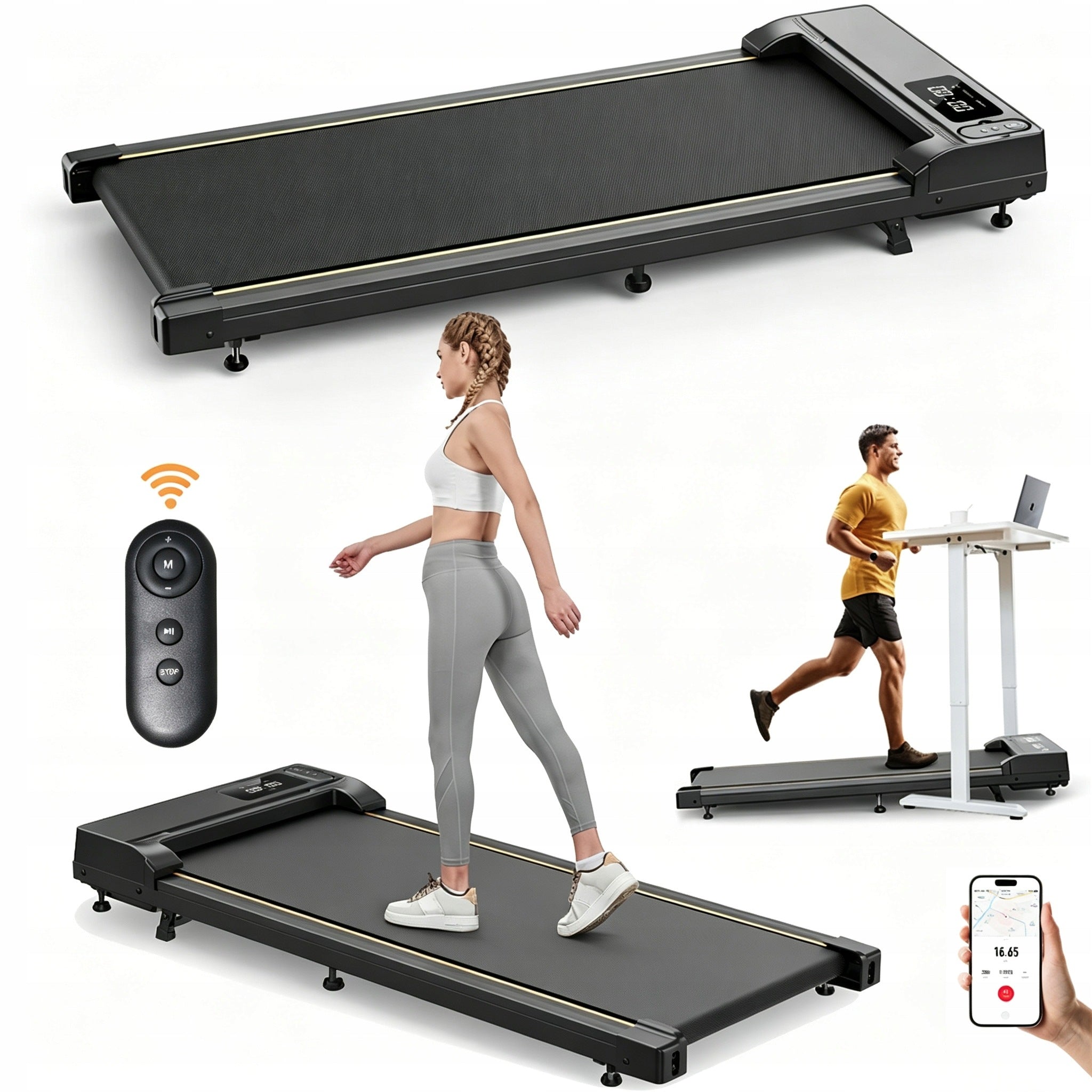 HOME ELECTRIC TREADMILL treadmill Walkingpad 120kg 15° with LED remote control 6km/h