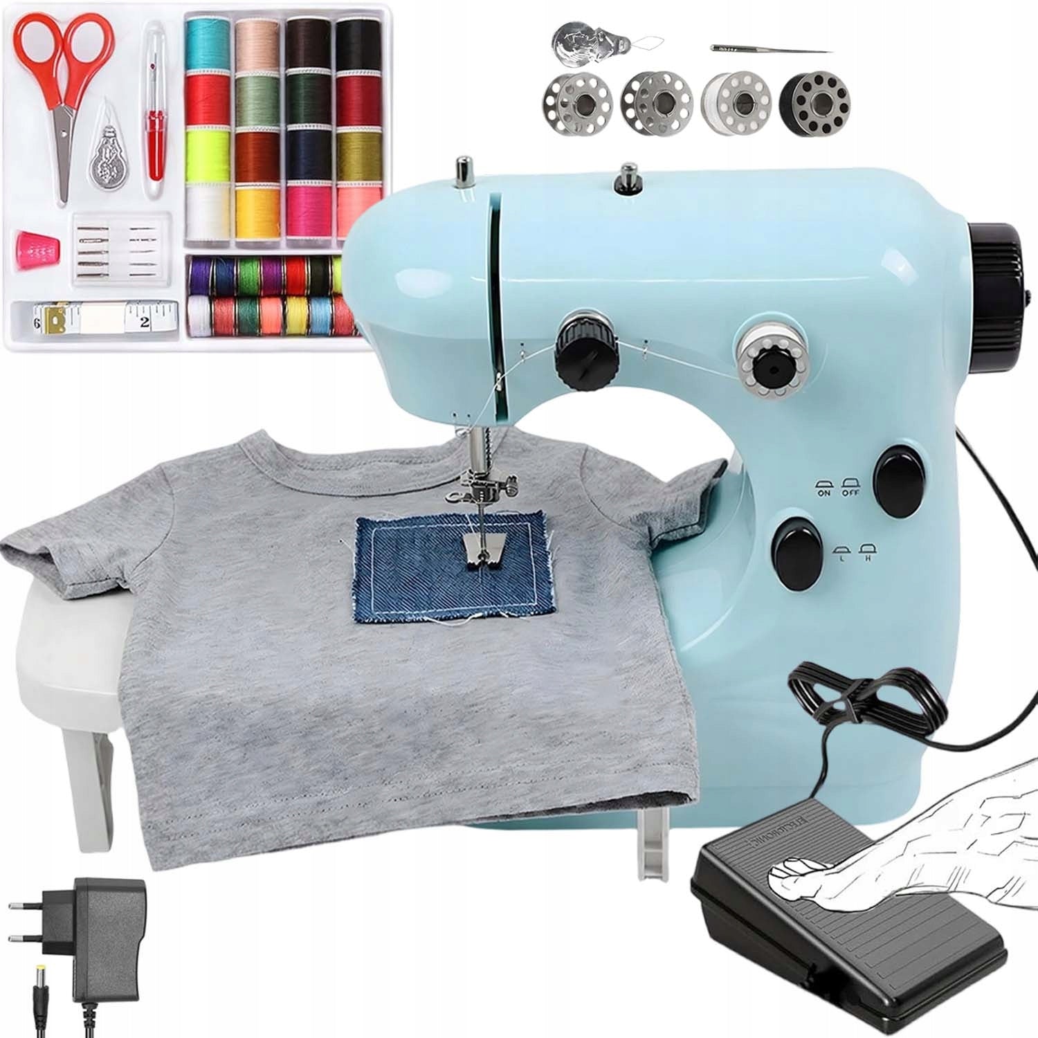 HOME PORTABLE MINI SEWING MACHINE LED BACKLIGHT + AKCESORIA