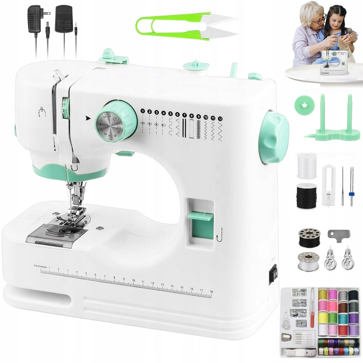 HOME SEWING MACHINE 12 STITCHES DOUBLE NEEDLE OVERLOCK MULTIFUNCTIONAL