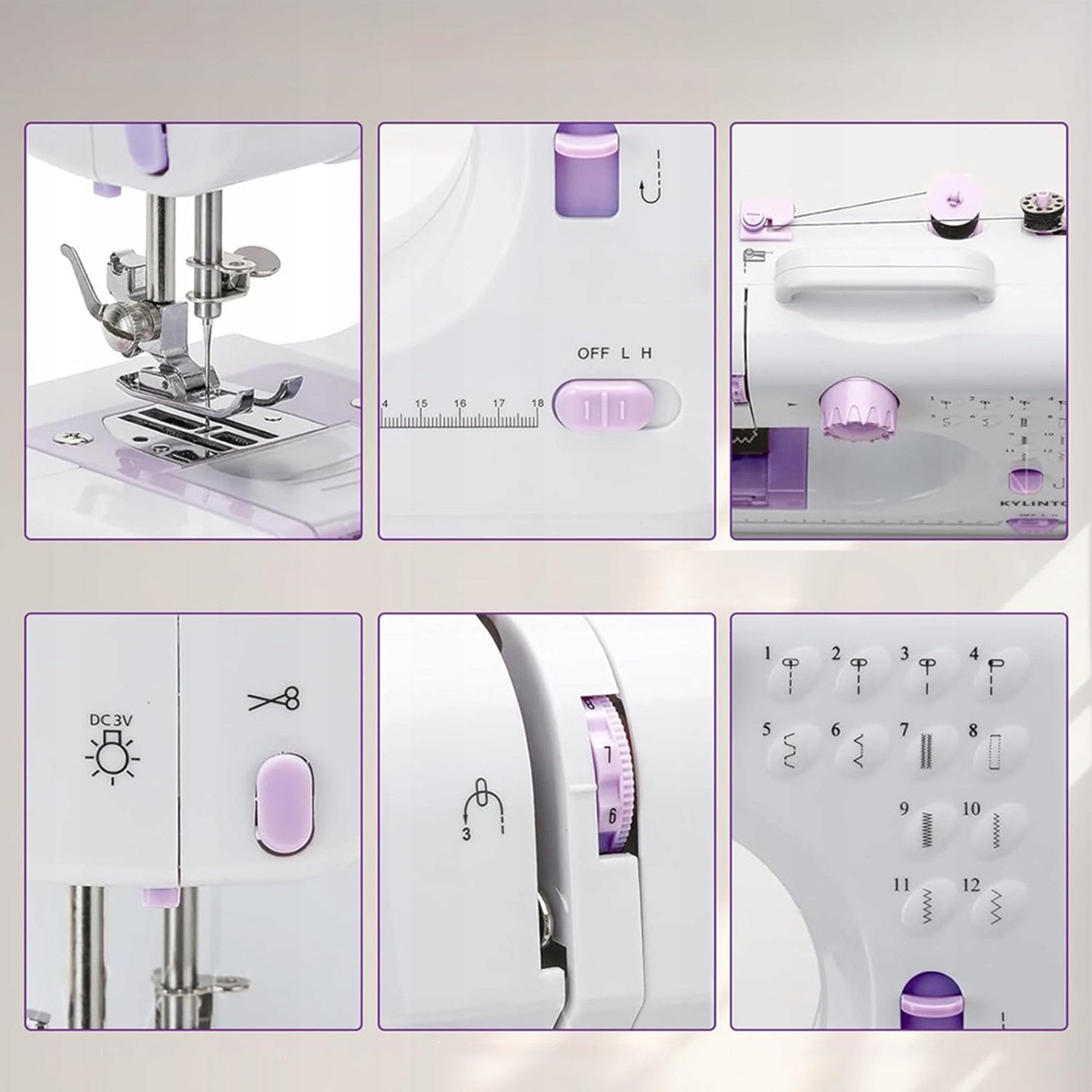 HOME SEWING MACHINE 12 STITCHES LED WITH PEDAL+SEWING TOOL KIT Manufacturer code MASZYNA DO SZYCIA PRZENOŚNA