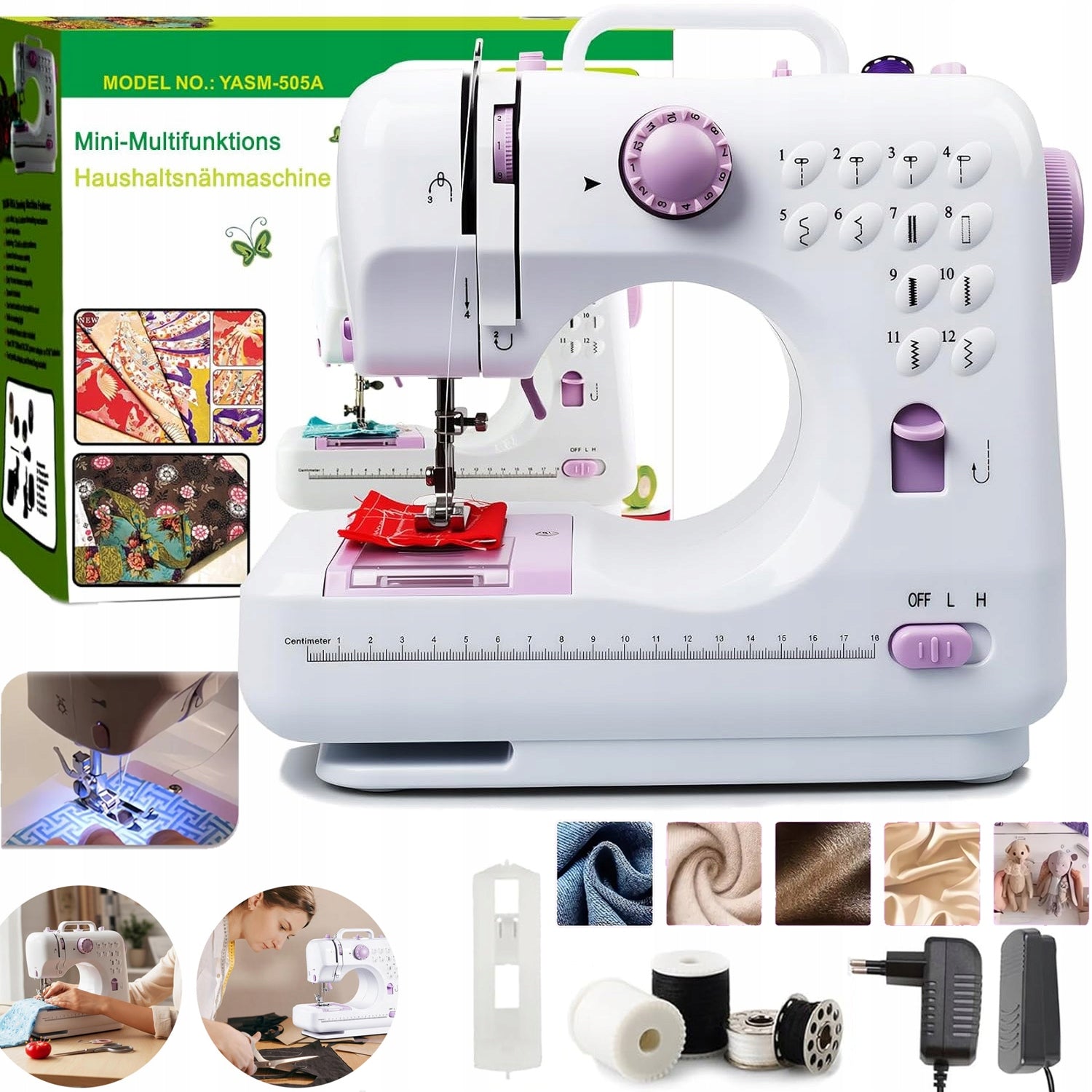 HOME SEWING MACHINE 12 STITCHES LED WITH PEDAL+SEWING TOOL KIT