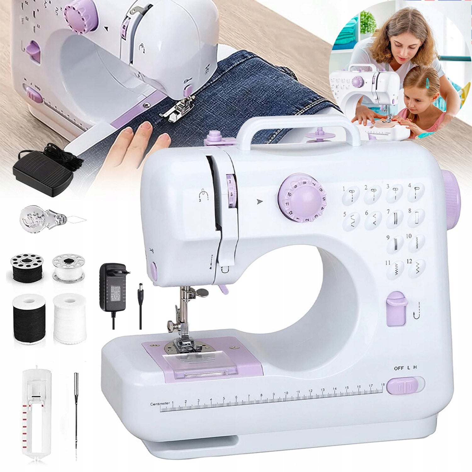 HOME SEWING MACHINE FOR KIDS EASY TO USE 12 DIFFERENT STITCHES