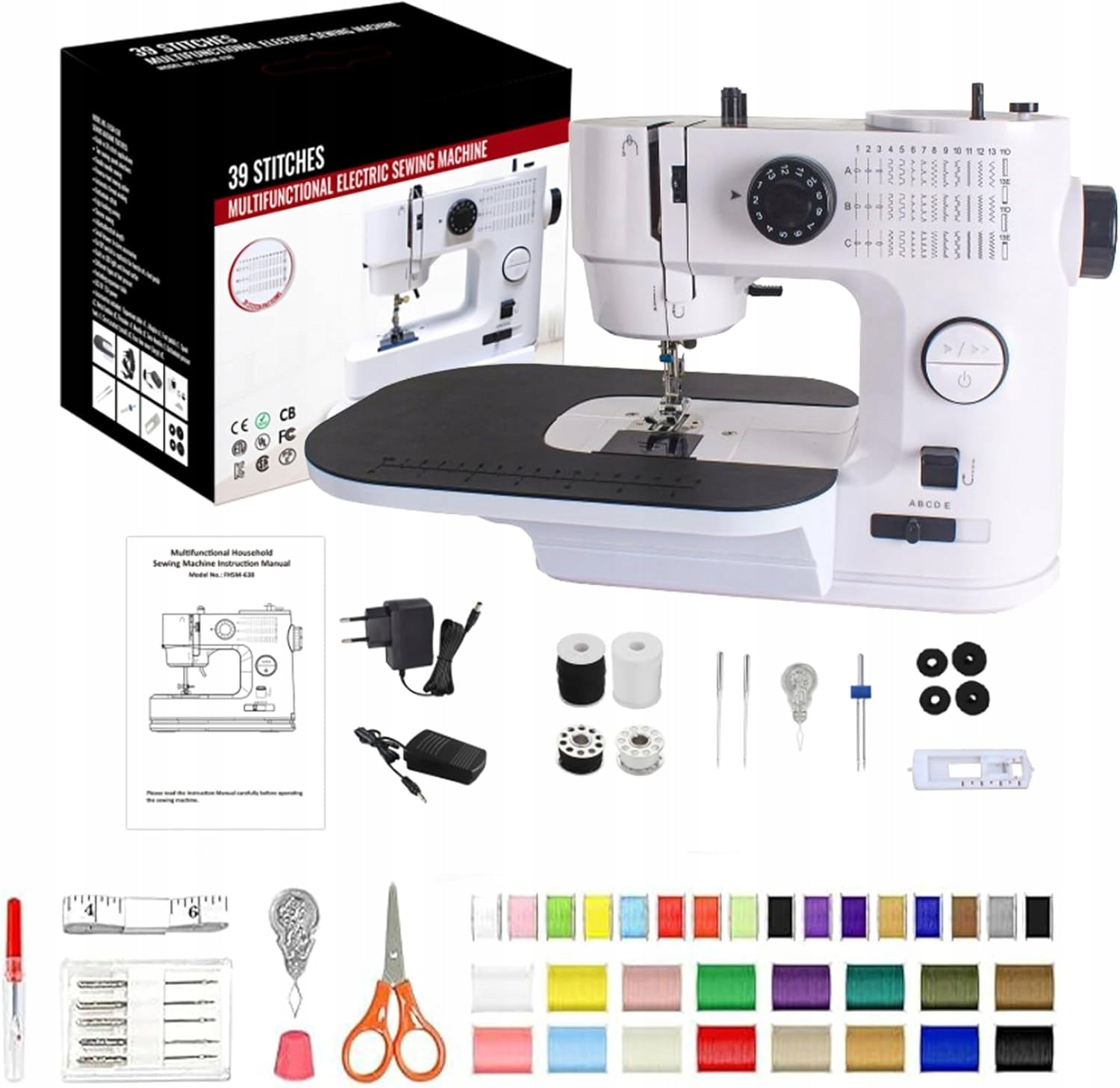 HOME SEWING MACHINE MECHANICAL 39 TYPES OF STITCHES FHSM-638 + FREEBIES