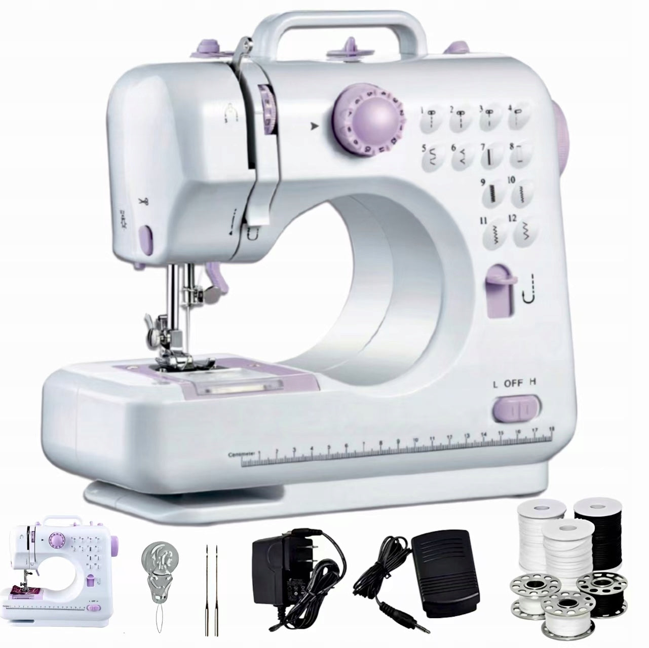 HOME SEWING MACHINE MINI WITH PEDAL 12 STITCHES SEWING KIT SMALL