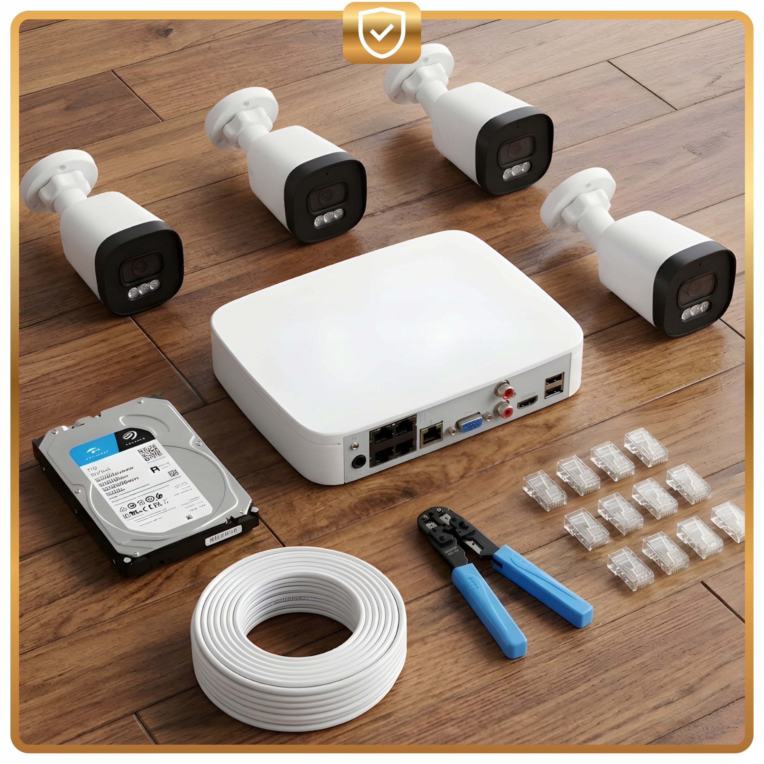 HOME SURVEILLANCE CAMERA KIT DAHUA 4Mpx IP POE 4 OUTDOOR CAMERAS 1TB Packaging status original