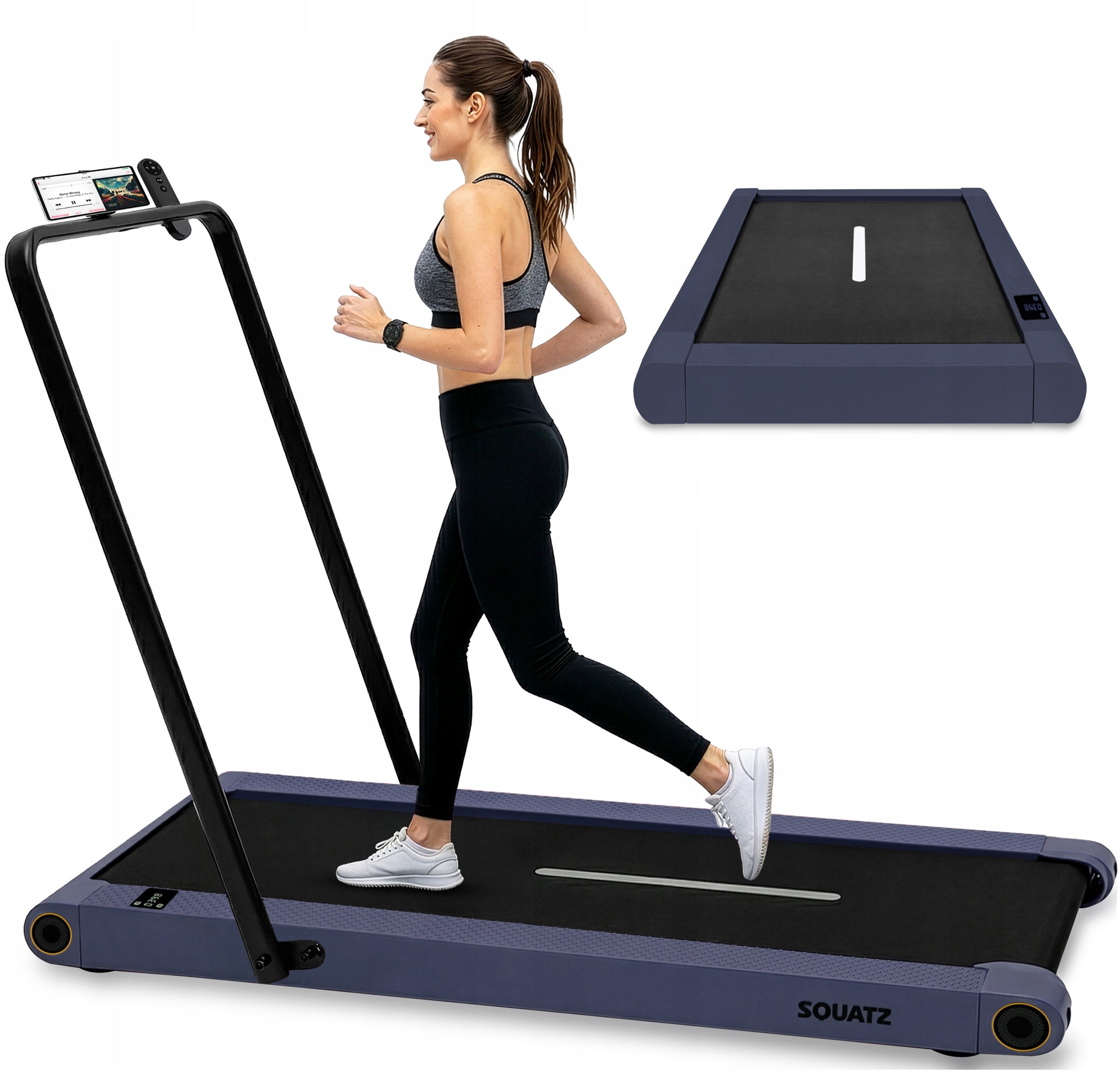 HOME TREADMILL ELECTRIC FOLDING VIBRATION FUNCTION WALKING PAD NAVY BLUE