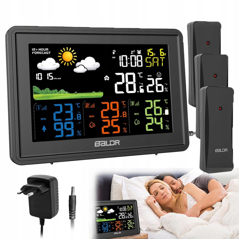 HOME WEATHER STATION BALDR BAROMETER HYGROMETER THERMOMETER + 3SENSOR