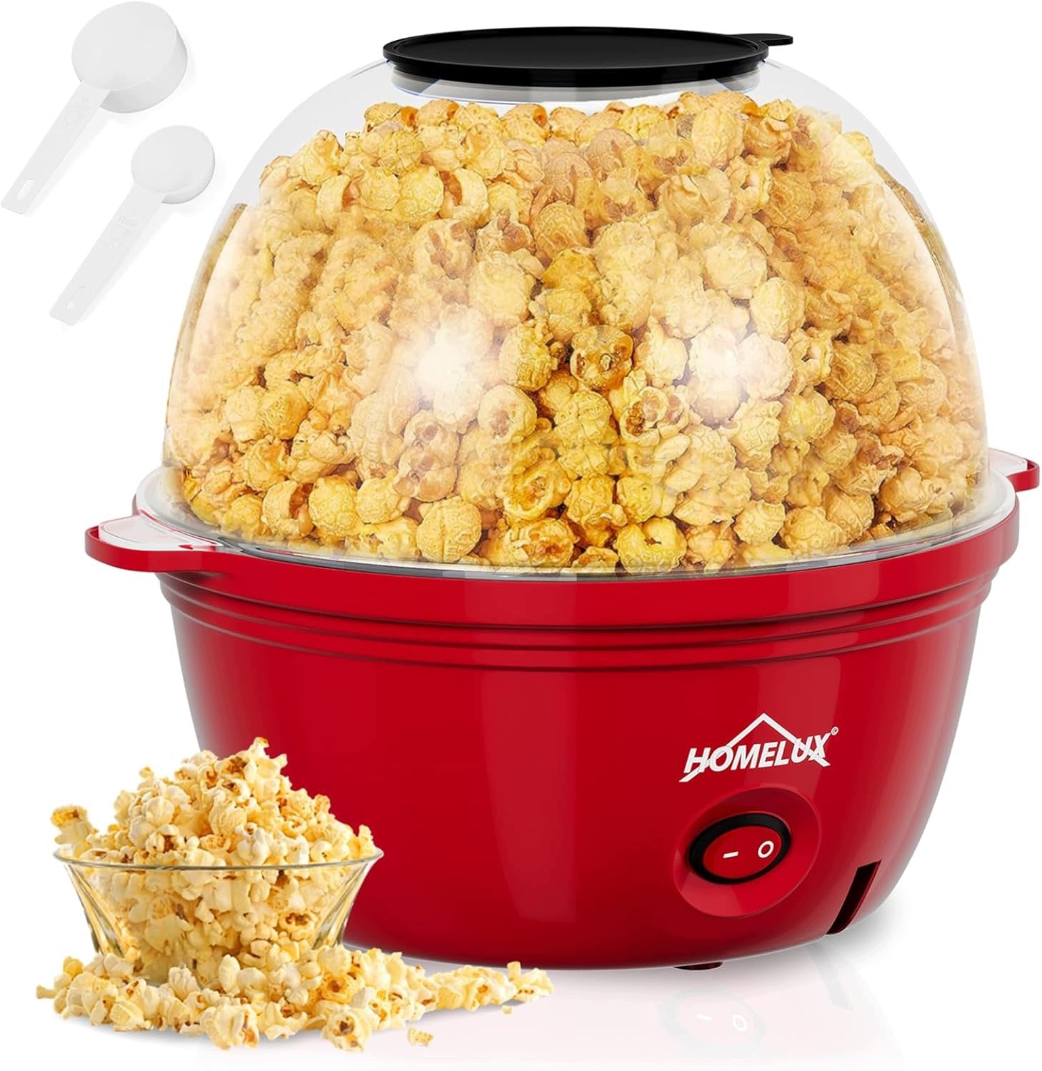 HOMELUX POPCORN MACHINE 450W RETRO 2,5L FAST QUIET RED