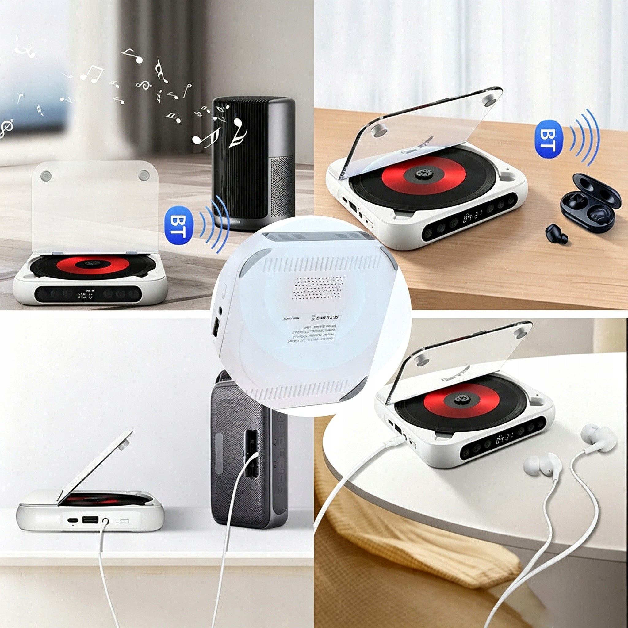 HOMEMADE CD PLAYER WITH LED SCREEN RECHARGEABLE BATTERY AND COMPACT SOUND SPEAKER Model 9331562482180