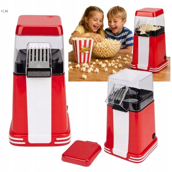 HOMEMADE NONFAT POPCORN MACHINE 1200W HOT AIR RETRO TELTECH