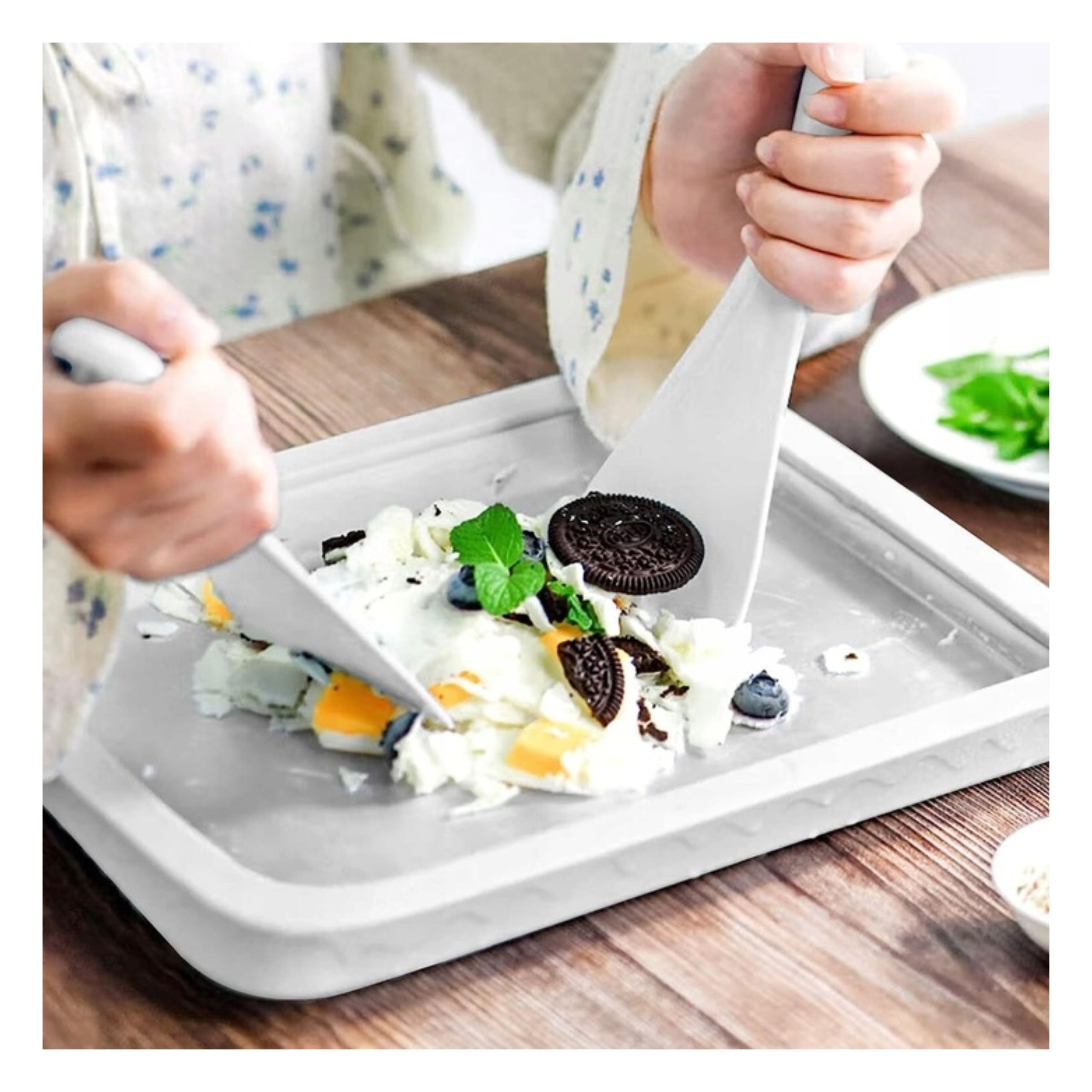 HOMEMADE TRAY FOR THAI ICE CREAM–STAINLESS STEEL WHITE Manufacturer code MASZYNA DO ROBIENIA LODÓW