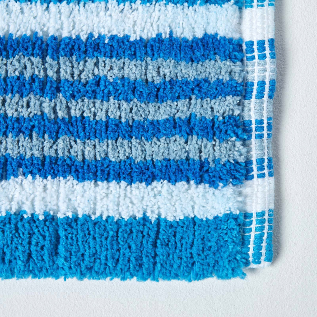 HOMESCAPES Bathroom Rug Striped Cotton Blue 40x60cm Packaging status original