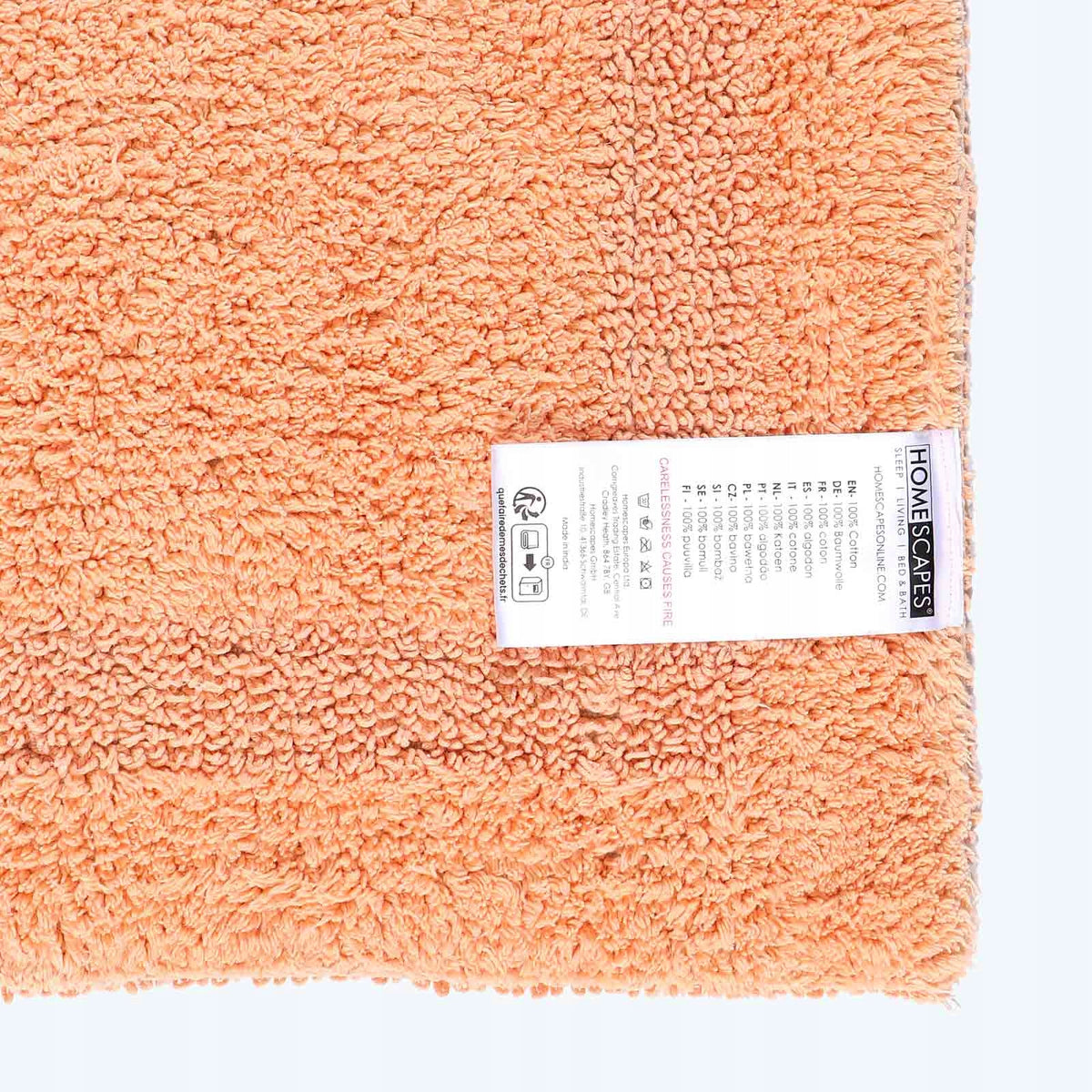 HOMESCAPES Cotton Bathroom Rug, Peach 50x80cm Manufacturer code BT1555A