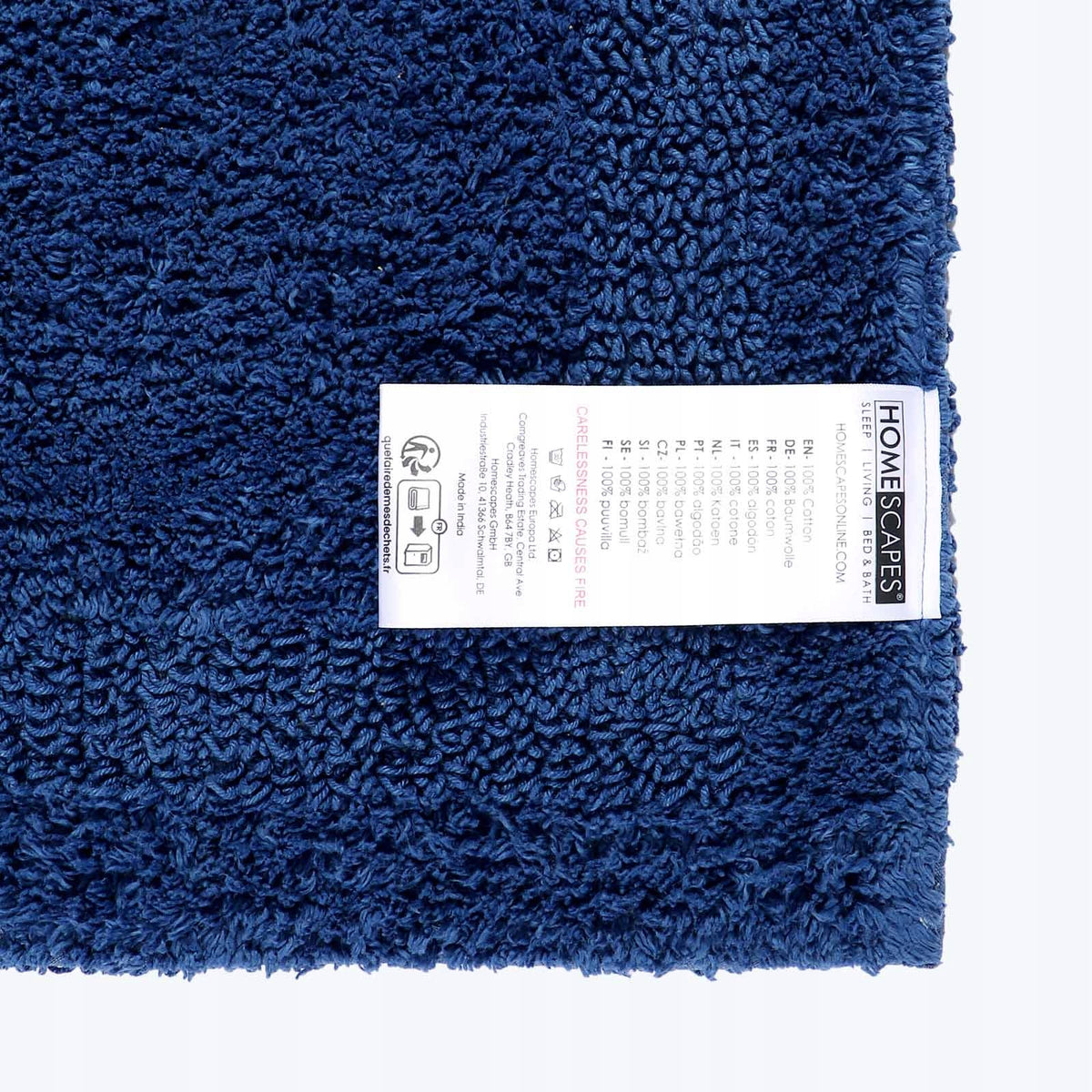HOMESCAPES Double-sided cotton bath rug, navy blue 40x100cm Manufacturer code BT1551E