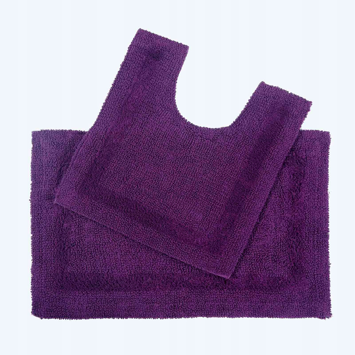HOMESCAPES Luxury Reversible Bathroom Mat Set Plum