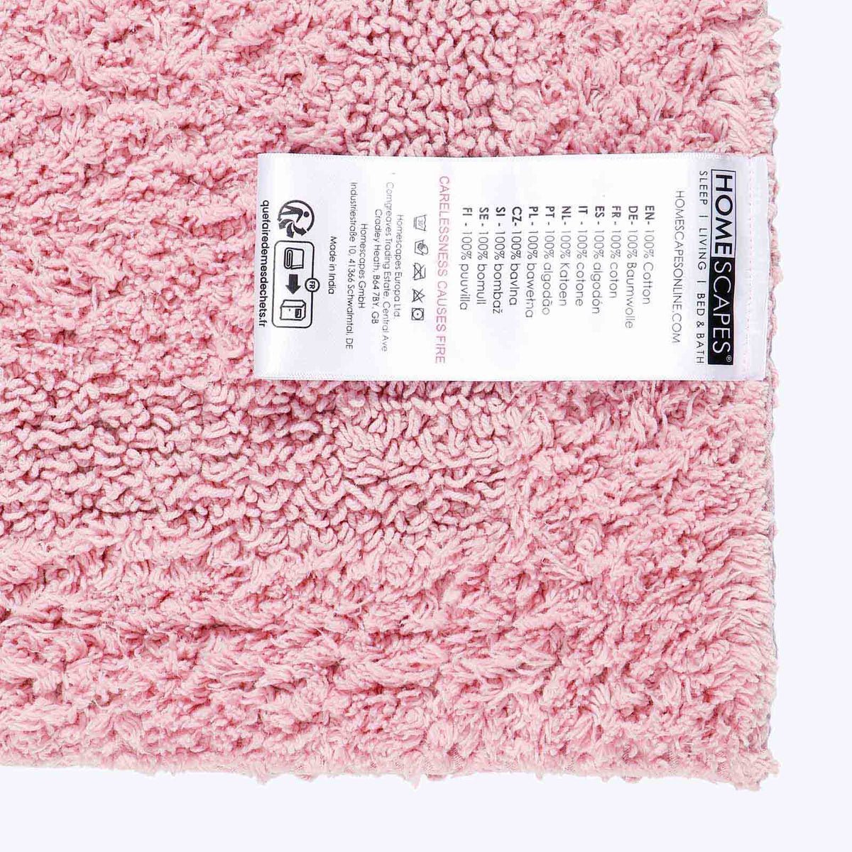 HOMESCAPES Semi-Round Cotton Bath Rug, Pink 50x80cm Manufacturer code BT1553D