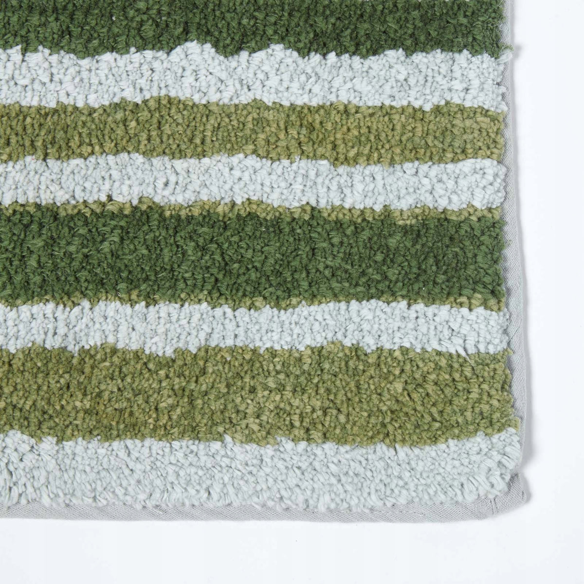 HOMESCAPES Striped Cotton Bathroom Rug in Green Packaging status original