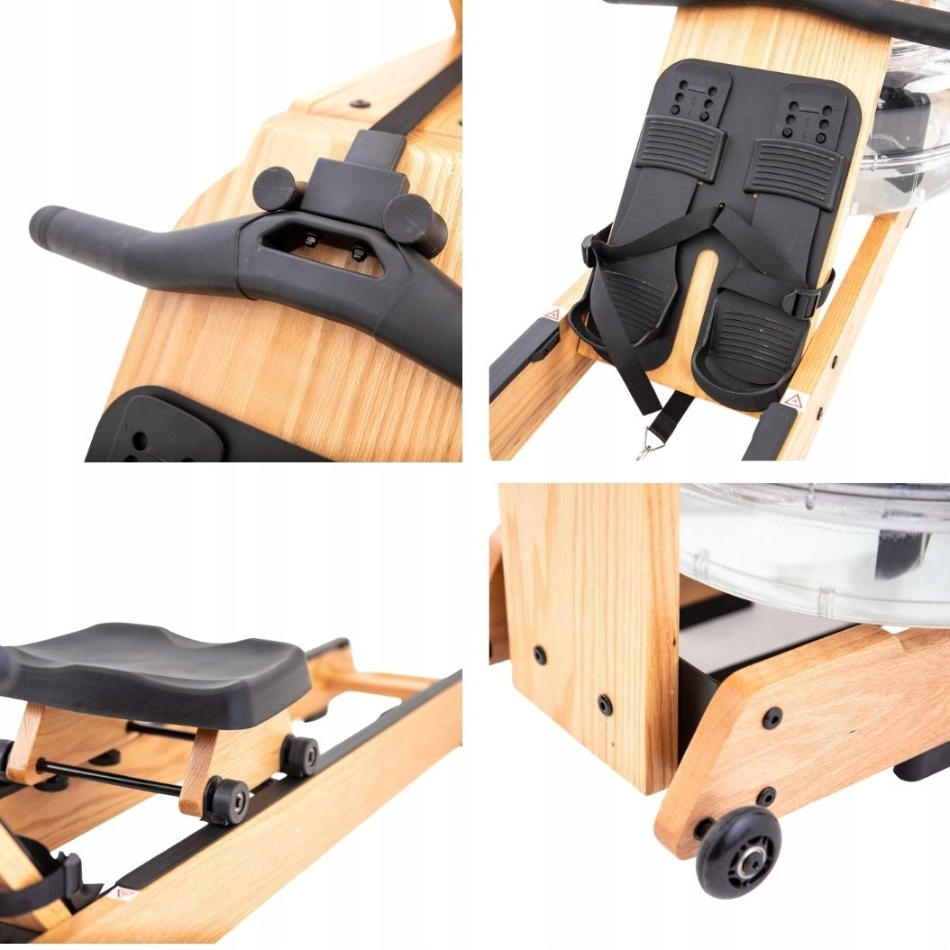 HOMIT Stylish Wooden Oak Rowing Machine Water Ergometer Kinomap LCD Packaging status original