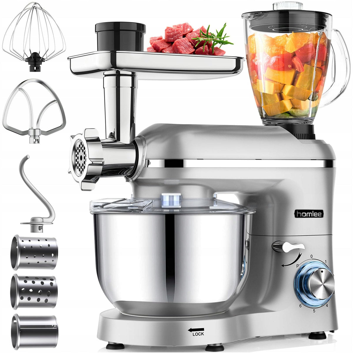 HOMLEE Multifunctional Food Processor 1800W With Mixer And Meat Machine Packaging status original