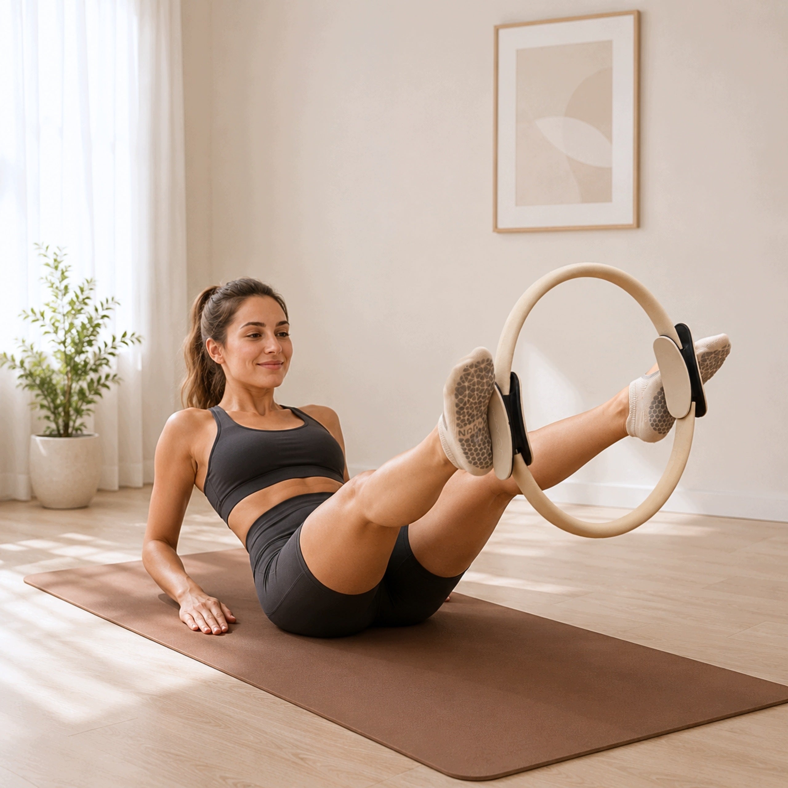 HOOP RING FOR PILATES YOGA EXERCISE WHEEL FITNESS BEIGE 38CM ACTIONE Manufacturer code OBRĘCZ RING DO PILATESU JOGI