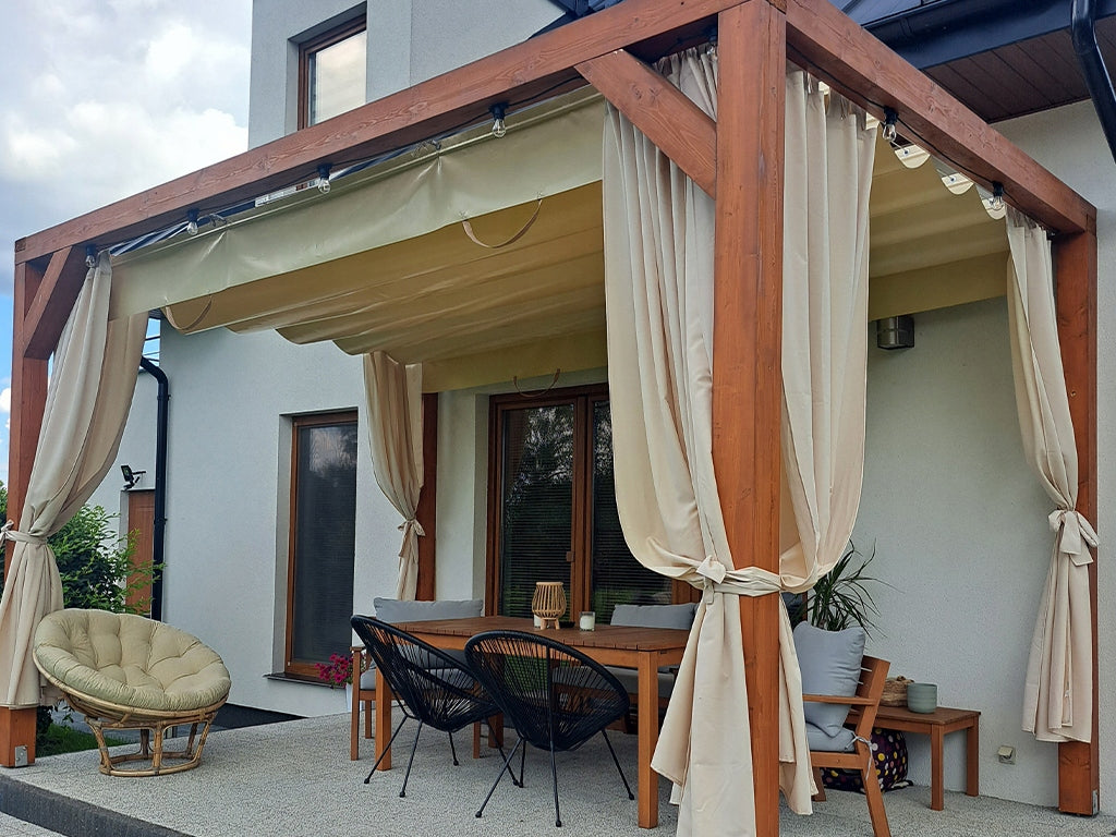 HORIZONTAL ROMAN SHUTTER 100% WATERPROOF OUTDOOR PVC AWNING, MADE TO MEASURE Main material PVC