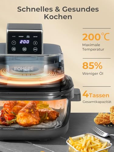 HOT AIR FRYER 4IN1 GLASS 4L FOR HOME OFFICE gift Power supply rechargeable battery
