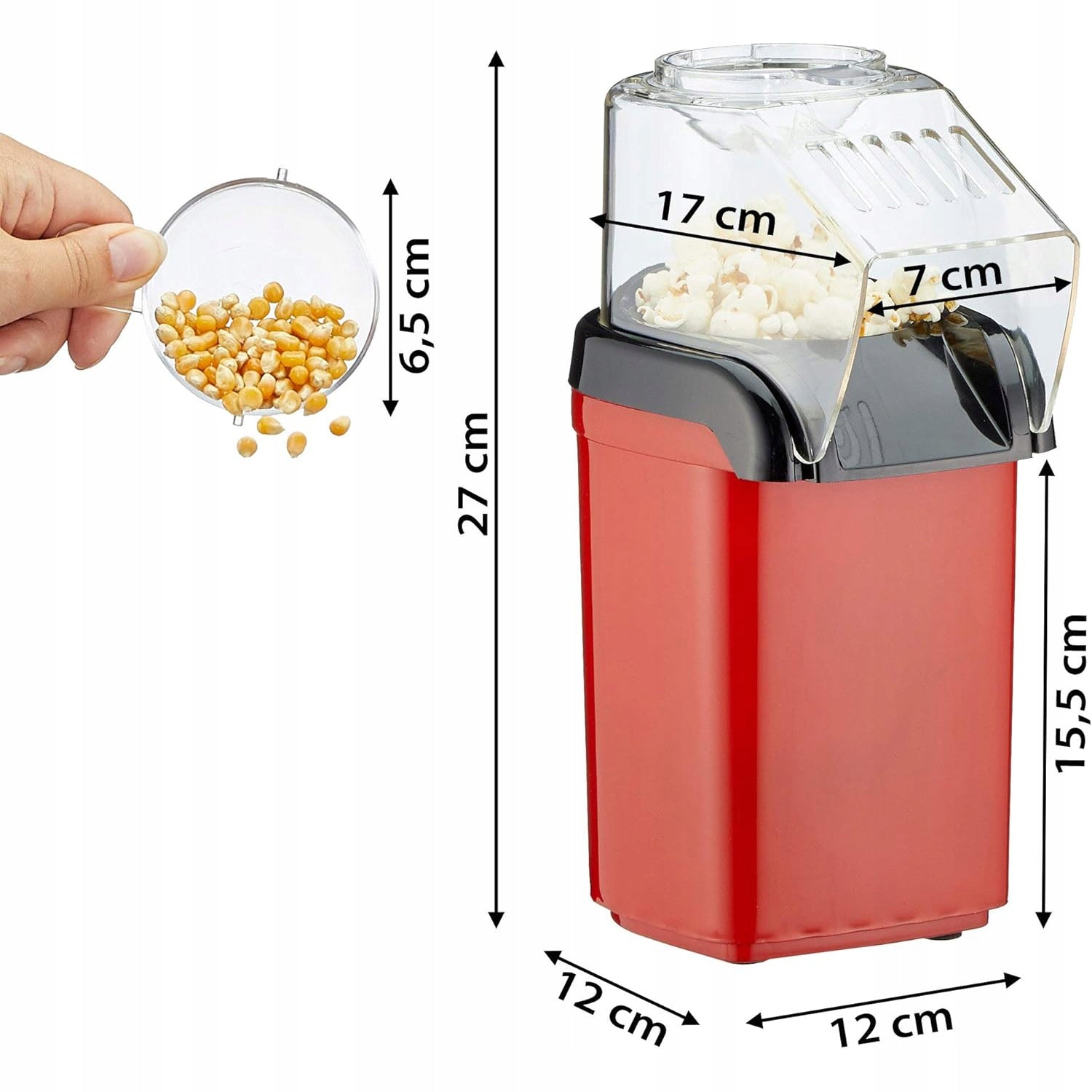 HOT AIR POPCORN MACHINE, 1200W, IN NON-SLIP PADS Packaging status original