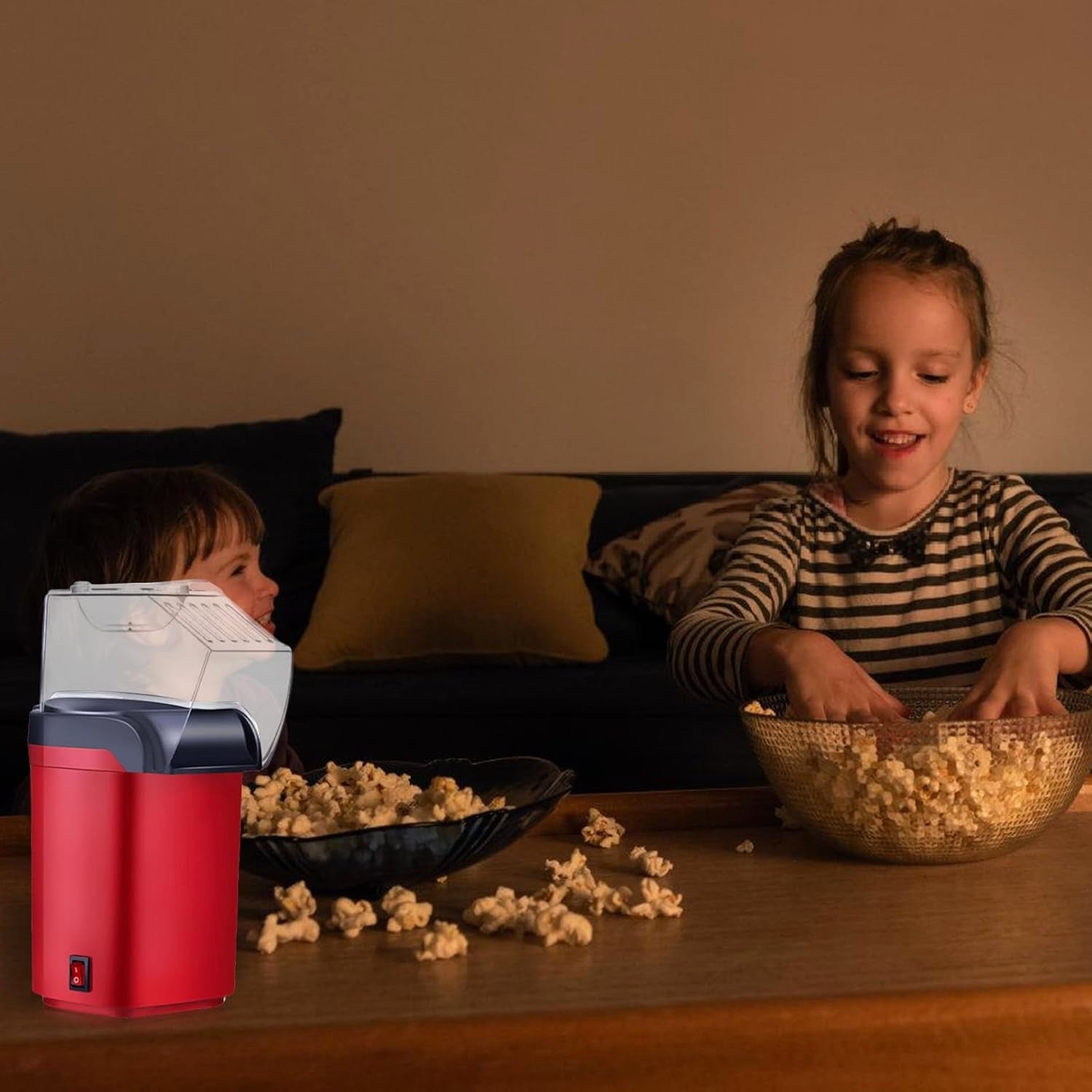 HOT AIR POPCORN MACHINE 1200W WITHOUT OIL WITHOUT BPA Dominant color red