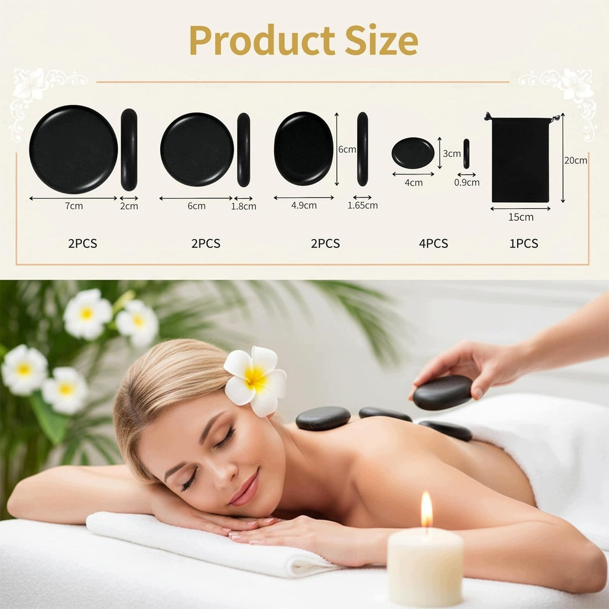 HOT STONE MASSAGE SET 10 BASALT STONES IN A BAG Brand Hot
