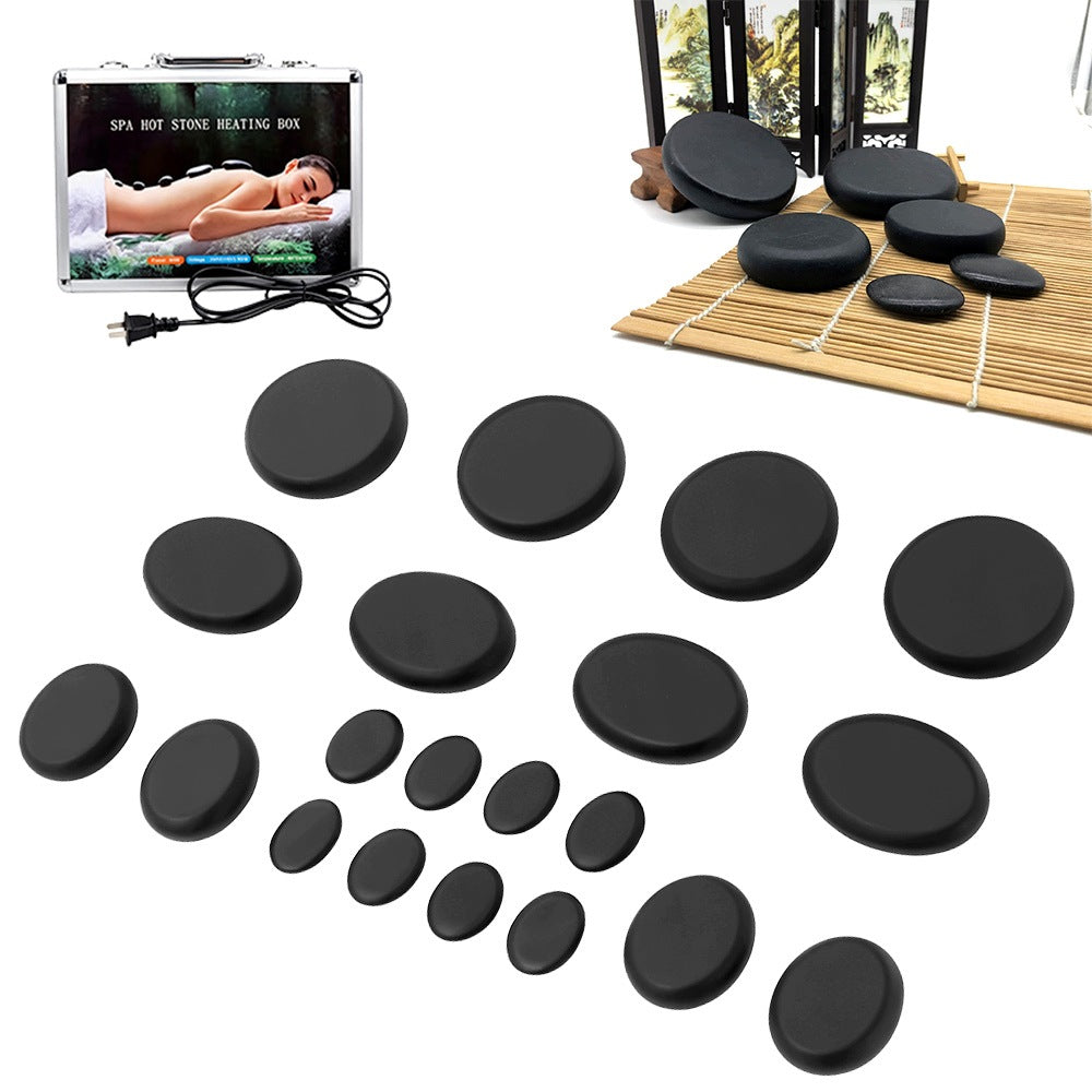 HOT STONE MASSAGE SET – BASALT, 20 PIECES, HEATING CASE Medical device no