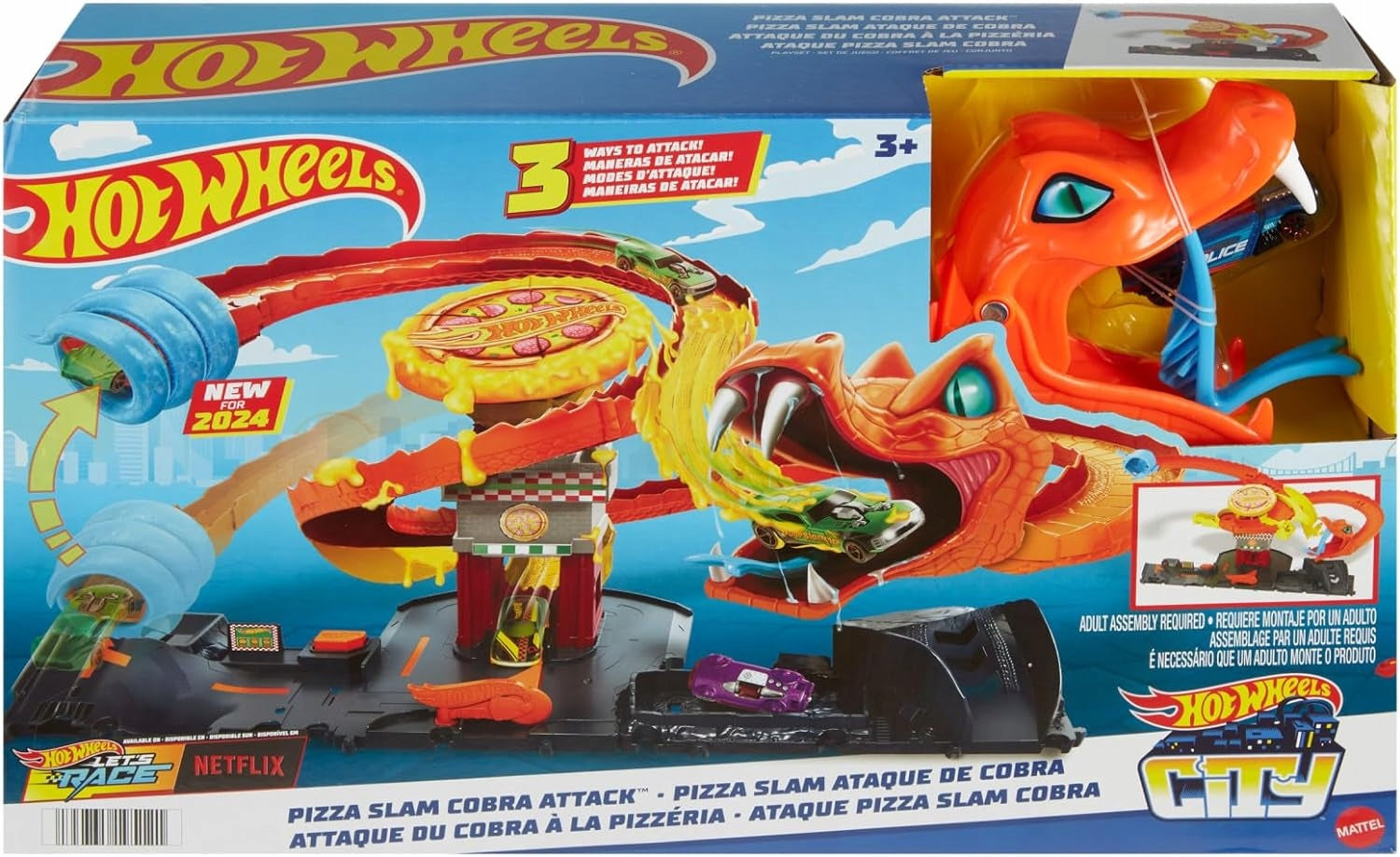 HOT WHEELS CITY SET COOL PIZZA ATTACK COBRA + car, for children +3 Packaging status original