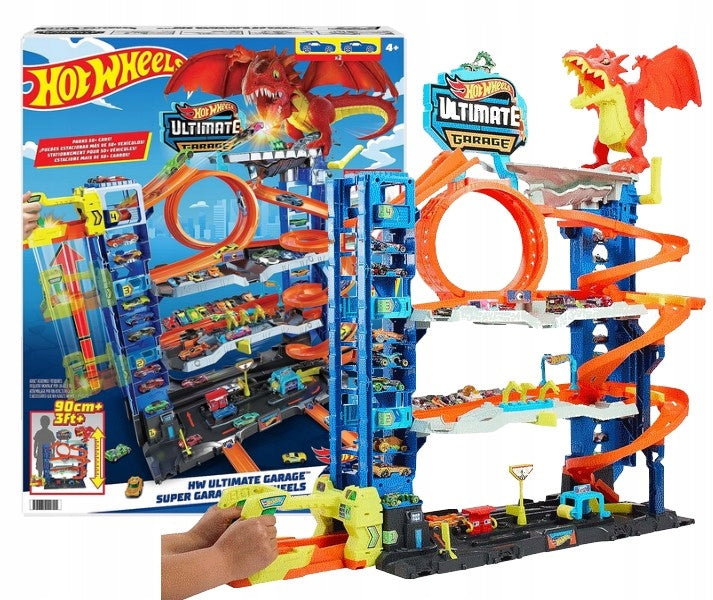 HOT WHEELS CITY SET ULTIMATE MEGA GARAGE PARKING Dragon attack + 2 cars