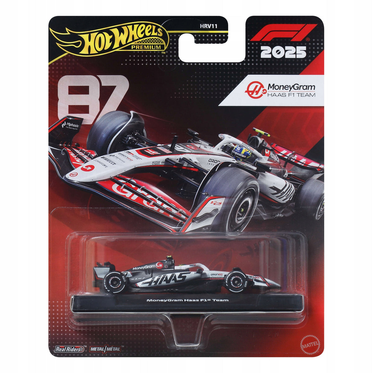 HOT WHEELS PREMIUM Formula 1 2025 MoneyGram Haas Team (#87) Oliver Bearman