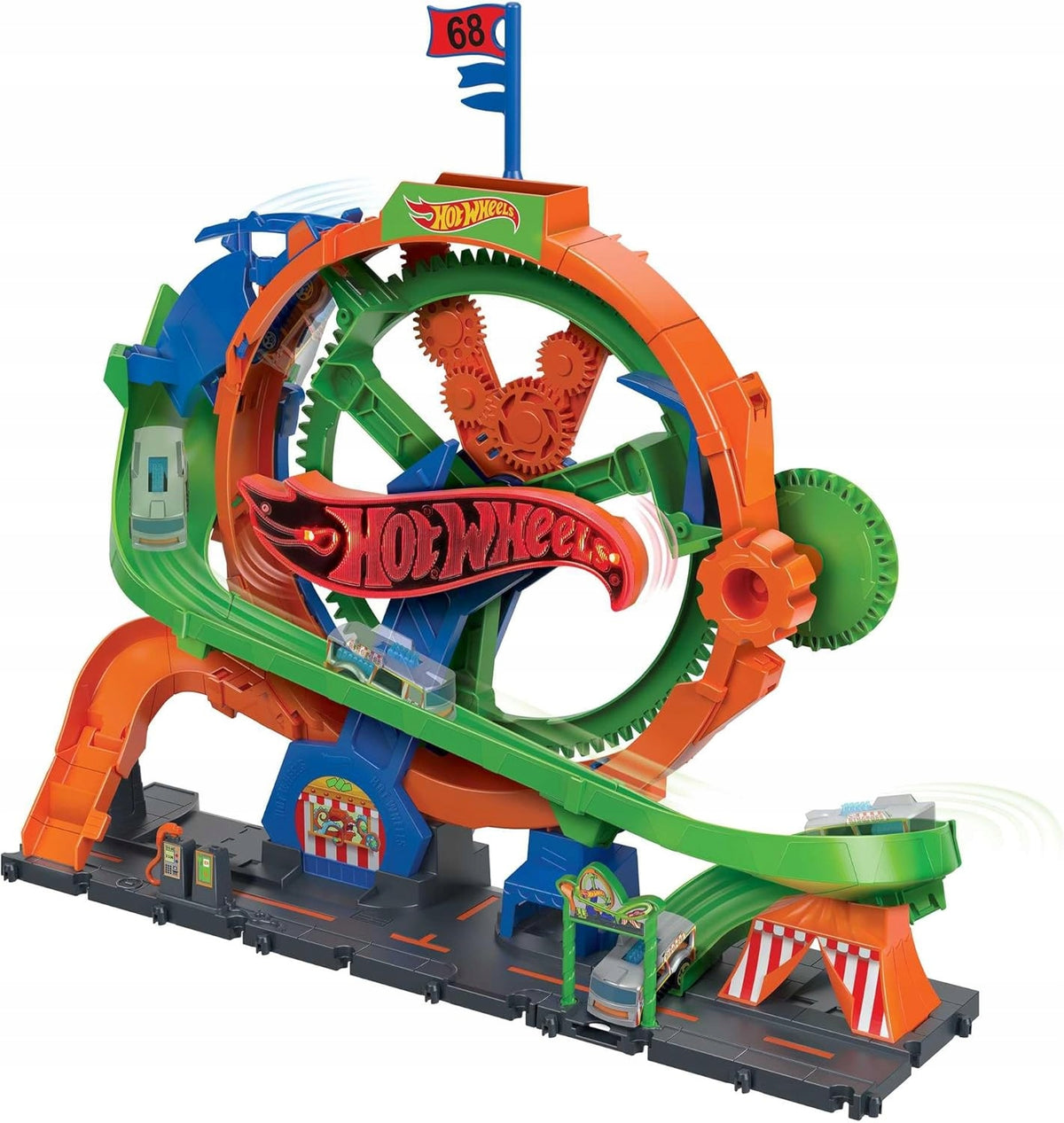 HOT WHEELS SET CAR TRACK LOOP FERRIS WHEEL LIGHT SOUND +AUTO Color multicolor
