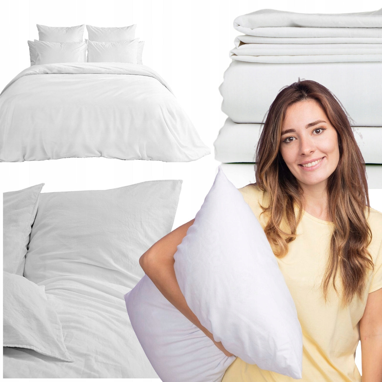 HOTEL BEDDING 160x200 cm WHITE COTTON 140 gr + PILLOWCASE 70x80 cm Brand Agmar