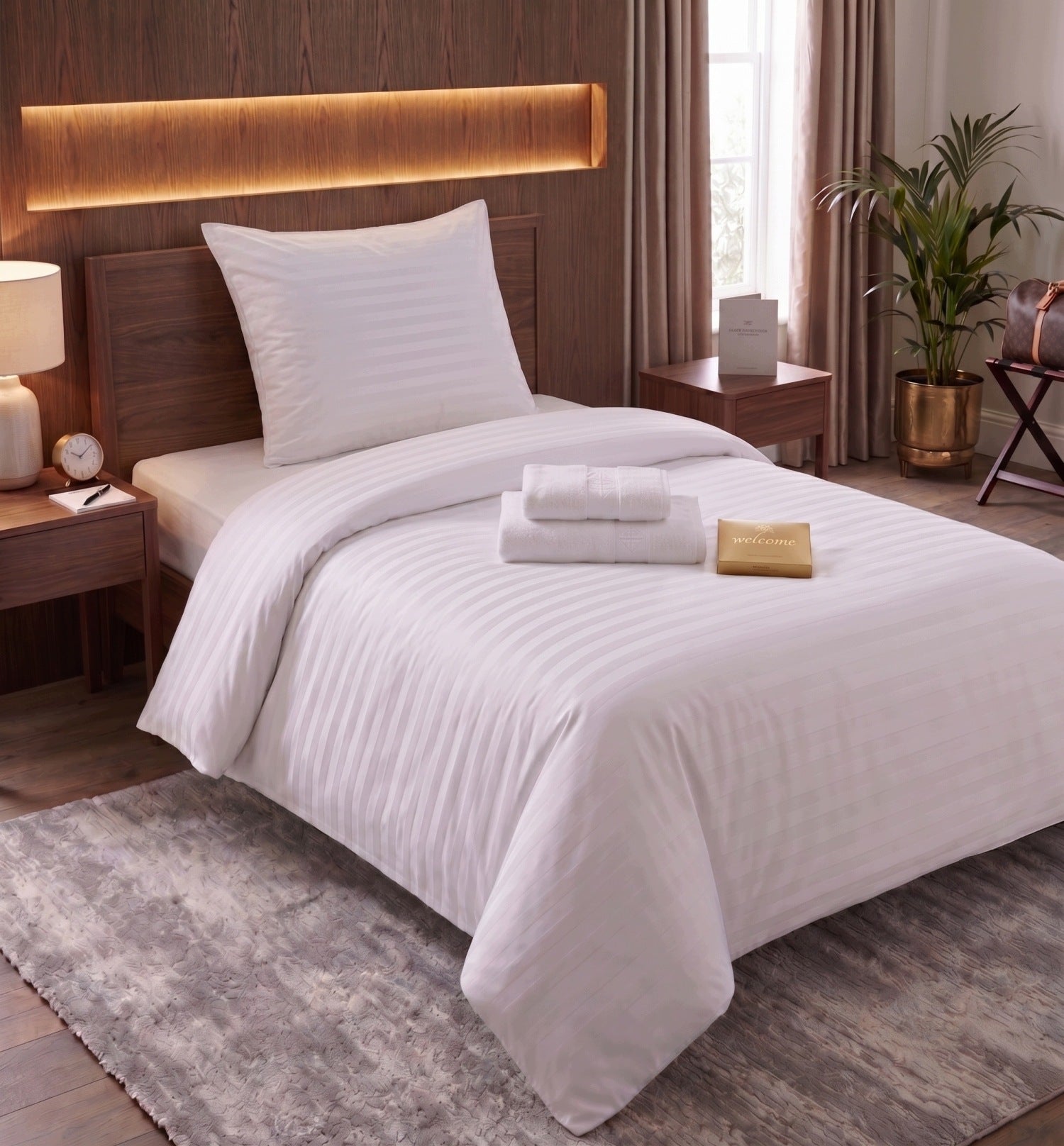 HOTEL BEDDING WITH STRIPES DAMASK 140x200 1xCOVER 70x80 WHITE STRIPES 1 CM Brand JadorDecor