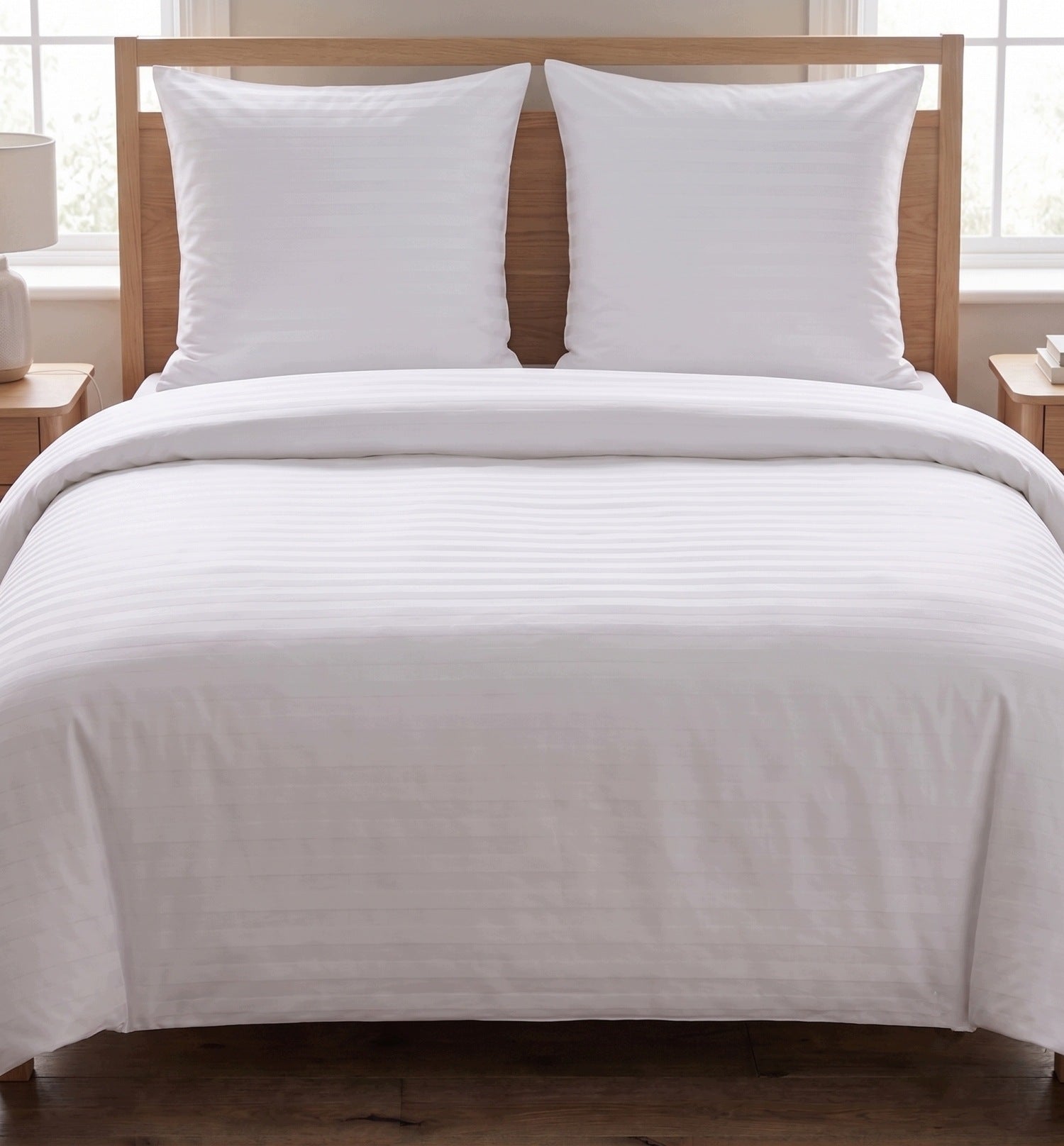 HOTEL BEDDING WITH STRIPES DAMASK 160x200 2xCOVER 70x80 WHITE STRIPES 1 CM Length of comforter cover 200 cm