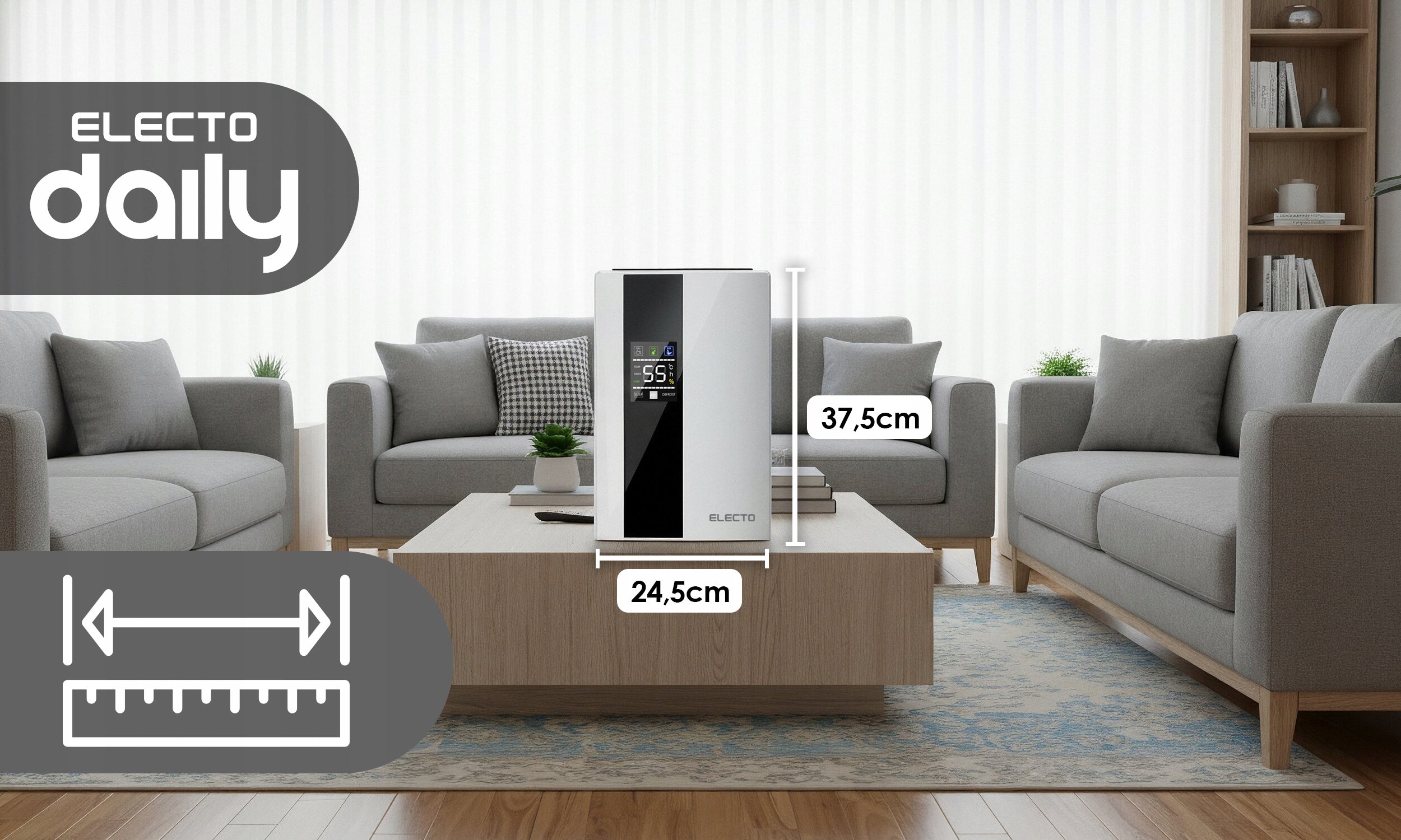 HOUSEHOLD DEHUMIDIFIER MOISTURE ABSORBER 90W 35dB TIMER + REMOTE CONTROL ELECTO Medical device no