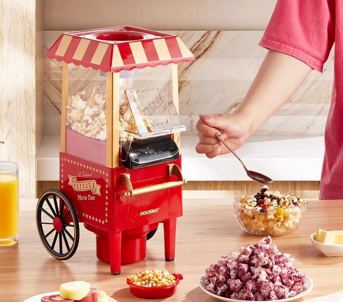 HOUSNAT Retro Popcorn Machine 1200W Fat Free Red Brand no brand