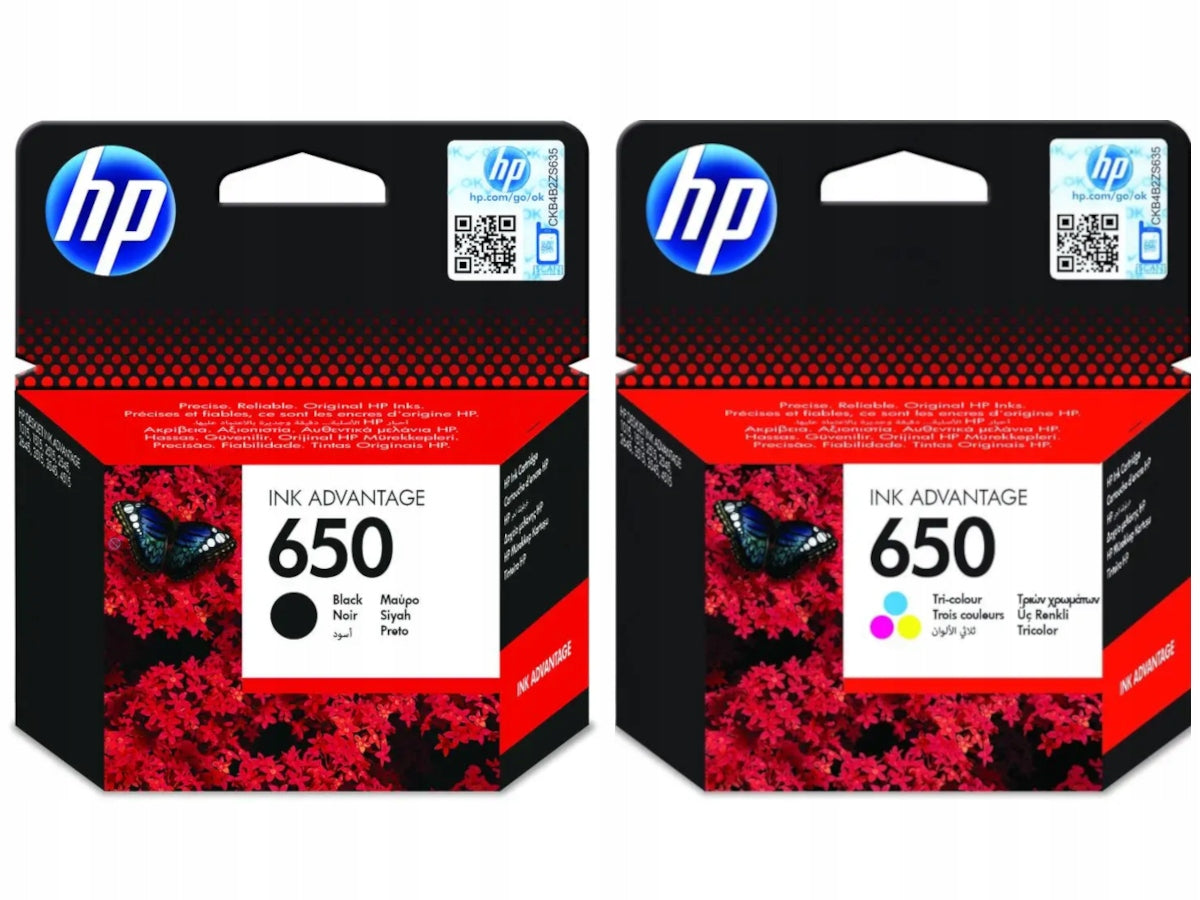 HP 650 BLACK CZ101AE + COLOUR CZ102AE DeskJet Ink Advantage