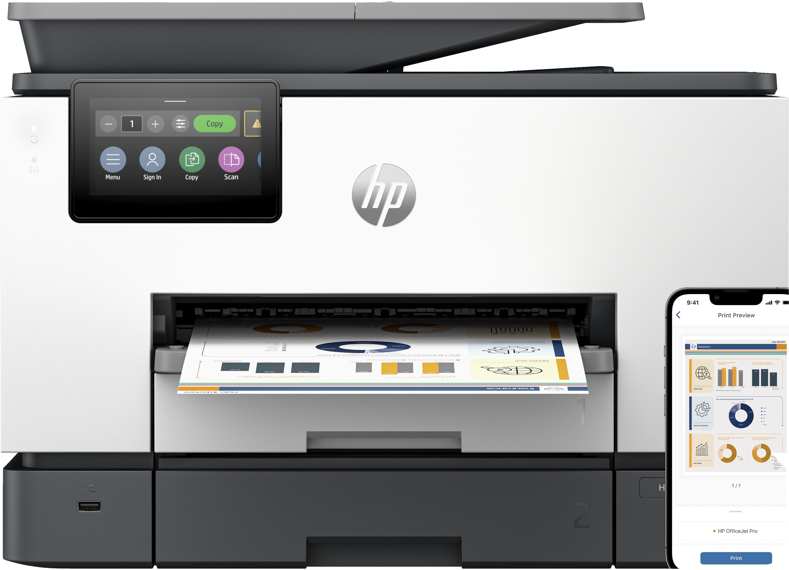 HP OfficeJet Pro 9130b multifunction inkjet printer (color). Brand HP