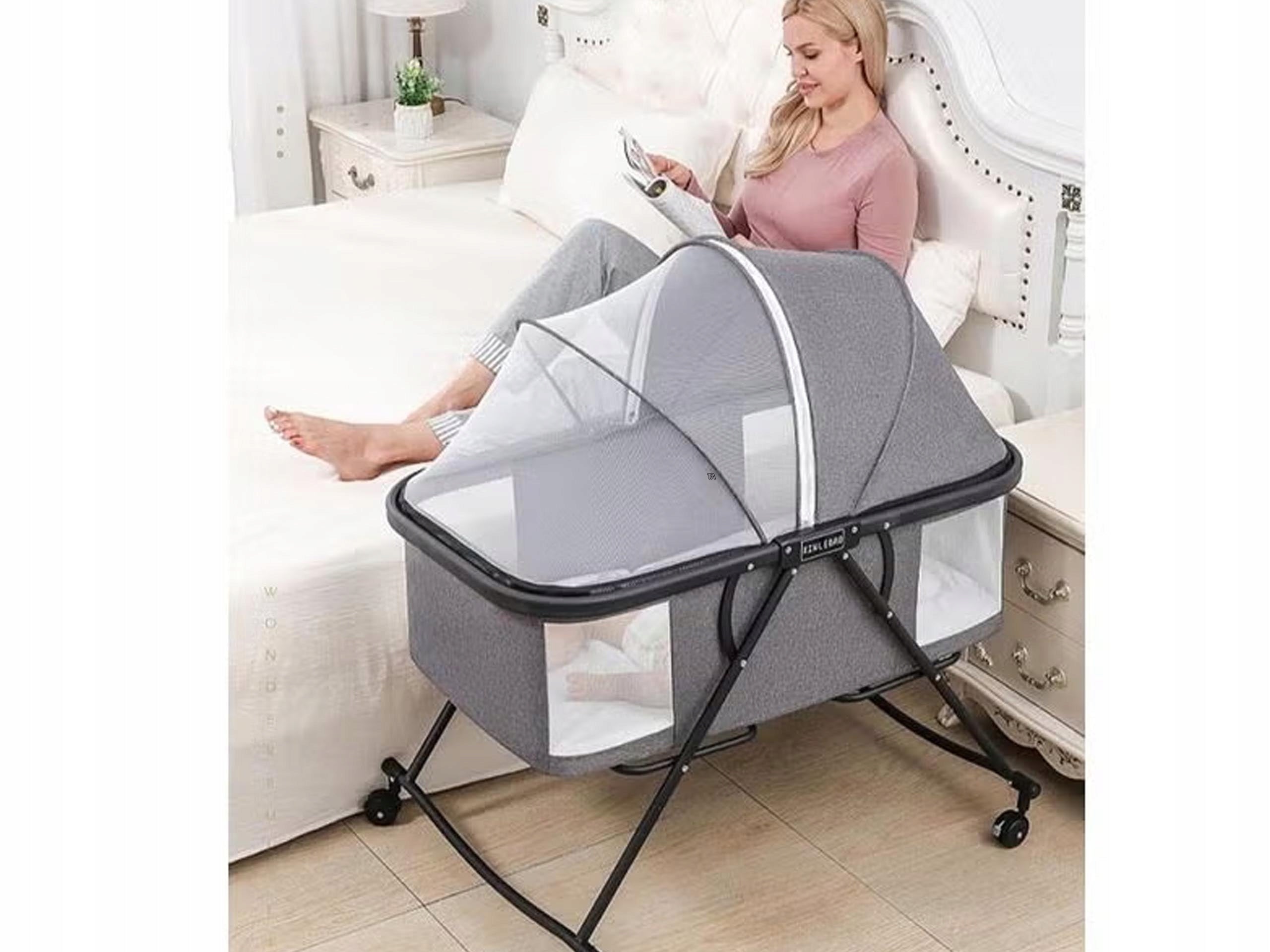 HQ COT FOLDING TOURIST CRADLE ROCKER CANOPY MOSQUITO NET PINK Brand Cleo Art
