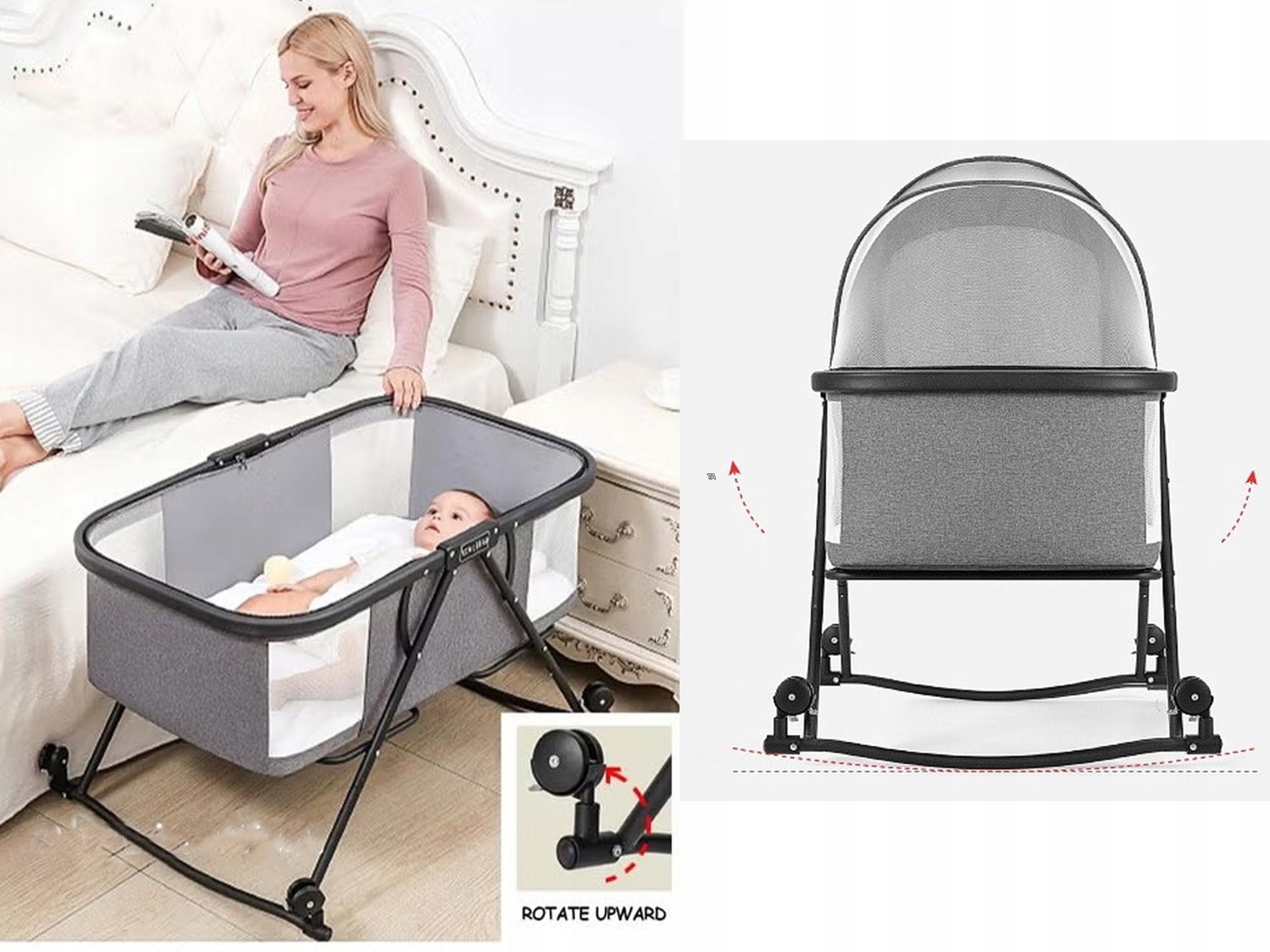 HQ COT FOLDING TOURIST CRADLE ROCKER CANOPY MOSQUITO NET PINK Color pink